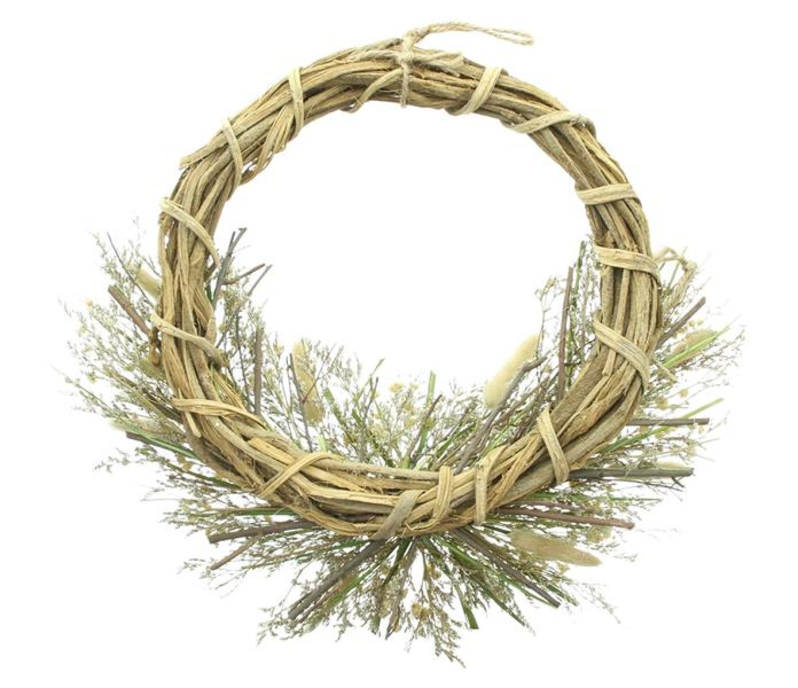 großer Kranz "Trockenblumen" aus Rattan, Blumen & Gräser, Dekokranz Ø 40 cm, Rattankranz, Wandkranz, Türkranz