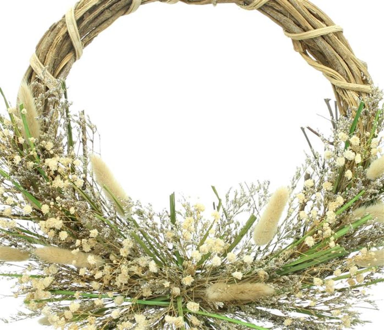großer Kranz "Trockenblumen" aus Rattan, Blumen & Gräser, Dekokranz Ø 40 cm, Rattankranz, Wandkranz, Türkranz