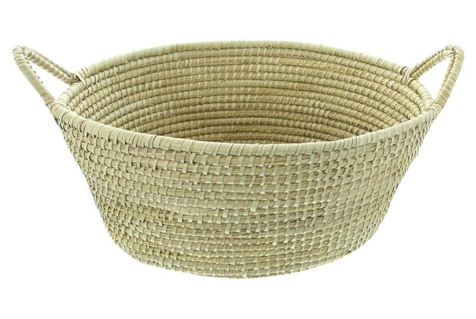 Aufbewahrungskorb "Kaisa" Flechtkorb aus Gras, 55x44 cm groß, oval, Wäschekorb, Kaminholzkorb für Wohnzimmer