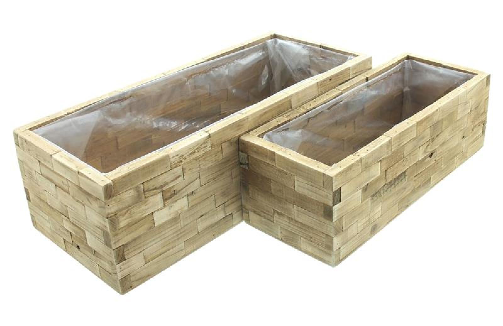 2x Pflanzkasten "Puro" aus recyceltem Holz, Blumenkasten, Pflanzentopf für Zimmerpflanzen, Blumentopf