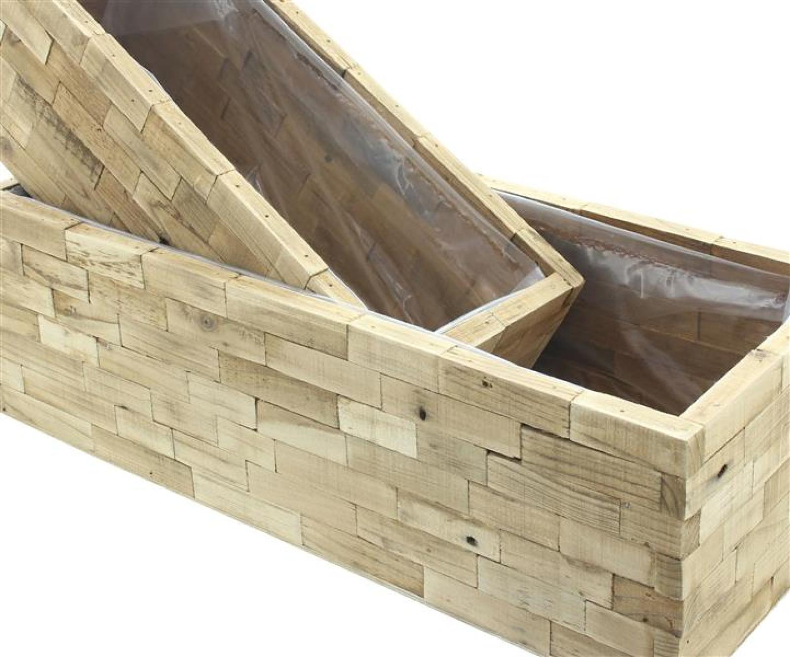 2x Pflanzkasten "Puro" aus recyceltem Holz, Blumenkasten, Pflanzentopf für Zimmerpflanzen, Blumentopf