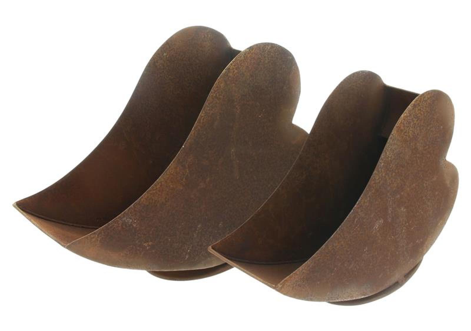 2x Pflanzer "Herz" aus Metall in Rost Finish, liegend, Blumentopf, Pflanztopf, Pflanzgefäß, Gartendeko für Draußen