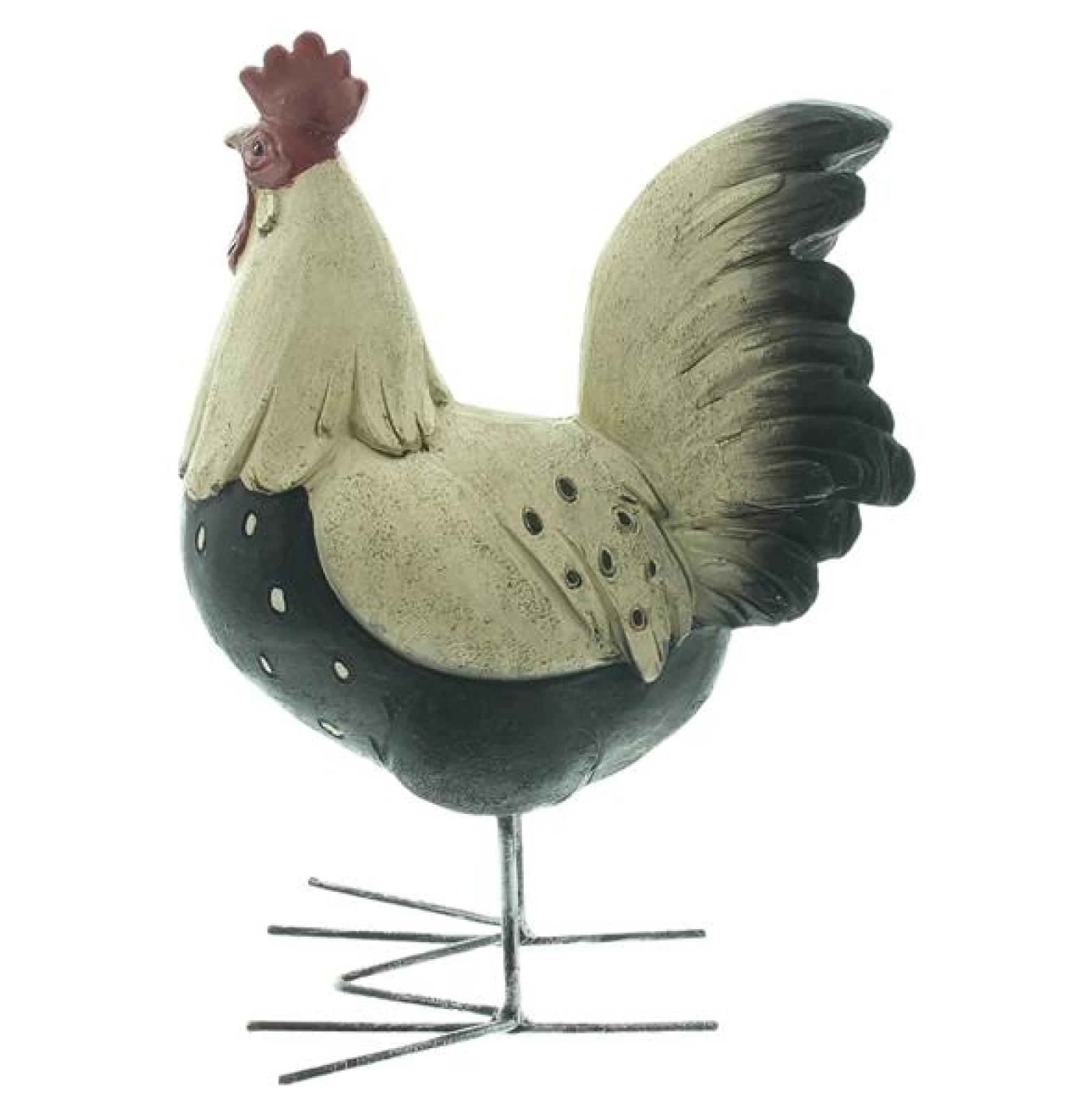 Dekofigur "Hahn" aus Polyresin, Osterdeko 22 cm hoch, nostalgische Gartendeko für Ostern