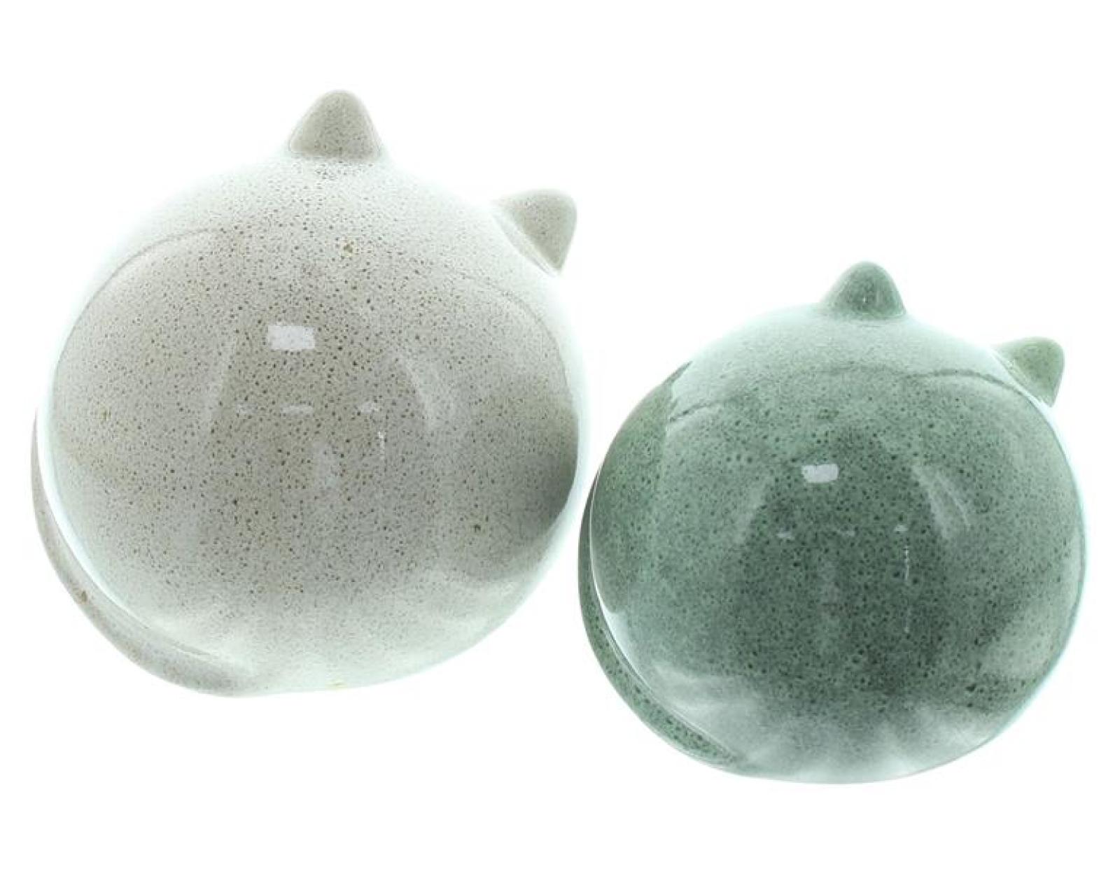 2x Dekofigur "Kugel-Kätzchen" Katzenfiguren aus Porzellan, Katzenpaar, Katzen Deko, Katzenskulptur, Geschenke für Katzenliebhaber