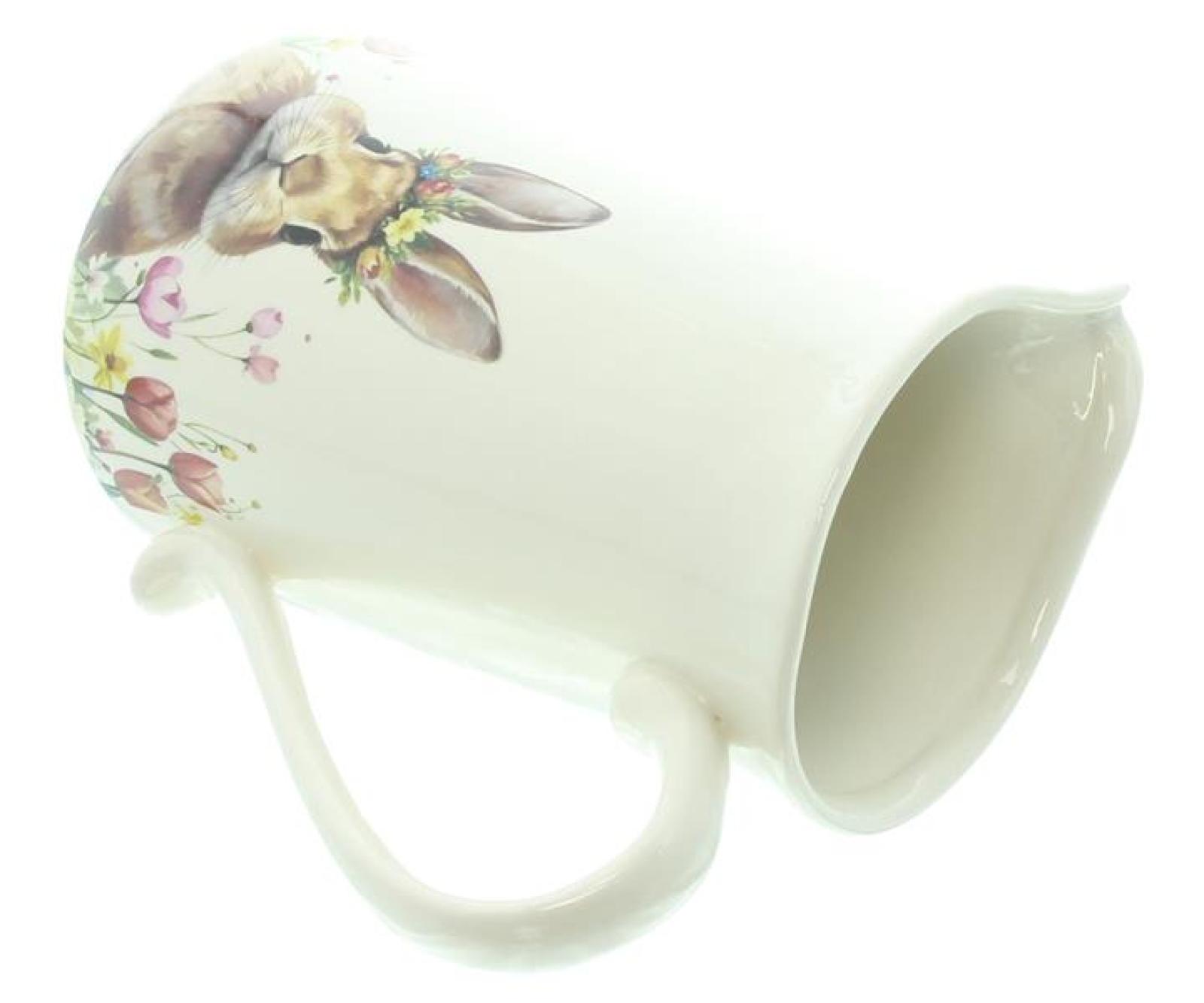 Dekovase "Häschen" aus Porzellan, glänzend, Tulpenvase 19 cm hoch, Blumenvase, Vase, Dekokanne