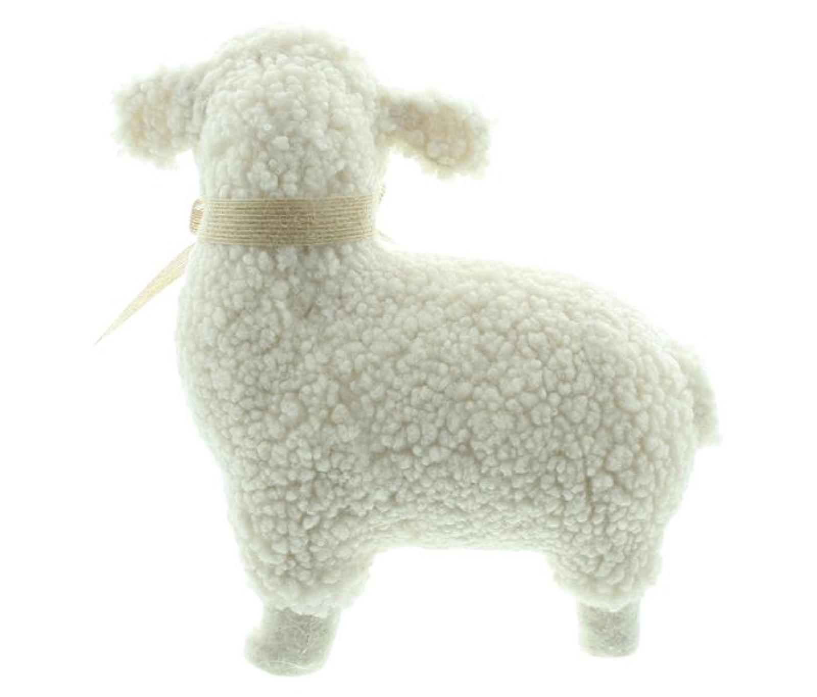 Dekofigur "Lamm" 22 cm groß, Osterdeko mit Teddyfell, Wohnzimmer Deko Figur für Ostern