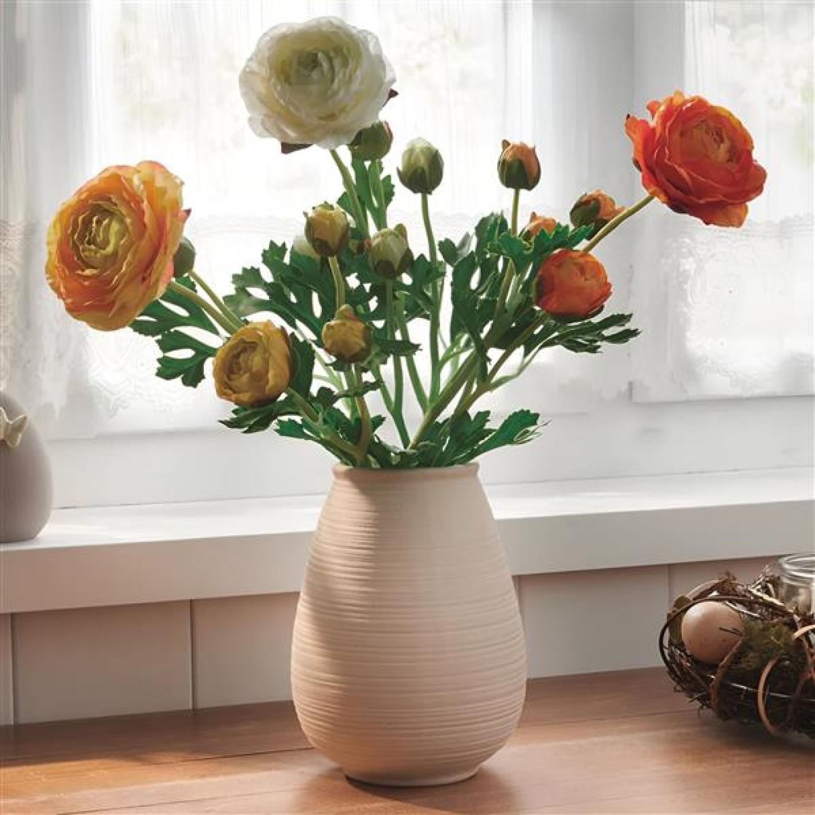 3x Kunstblume "Ranunkeln" 66 cm groß, künstlich wie echt, Real Touch Effekt, Kunstblüten