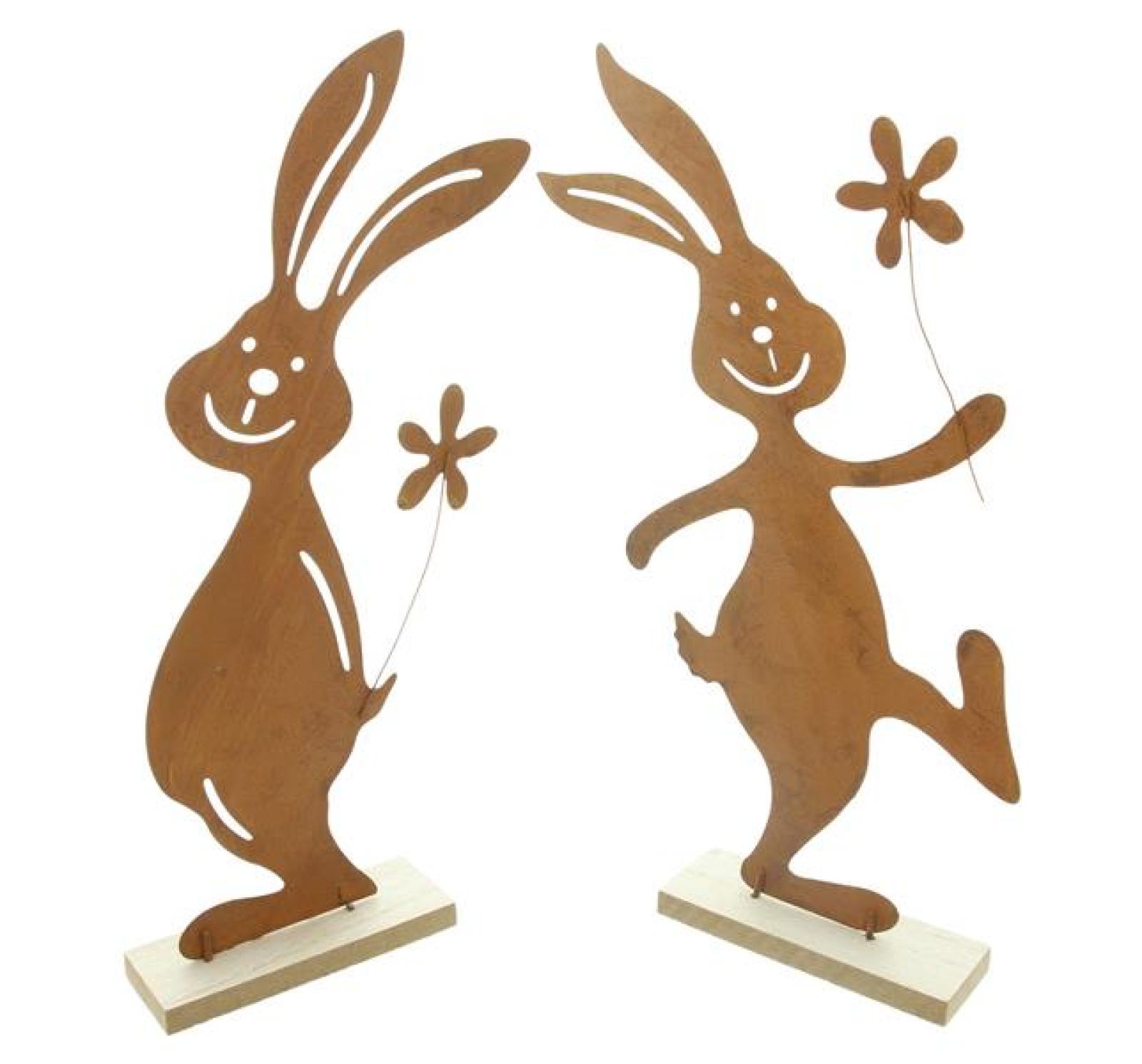 2x Hasenfigur "Rosthase" aus Metall mit Rost Finish, 37 + 38 cm groß, Osterdeko, Osterhase, Deko Figur, Osterfigur