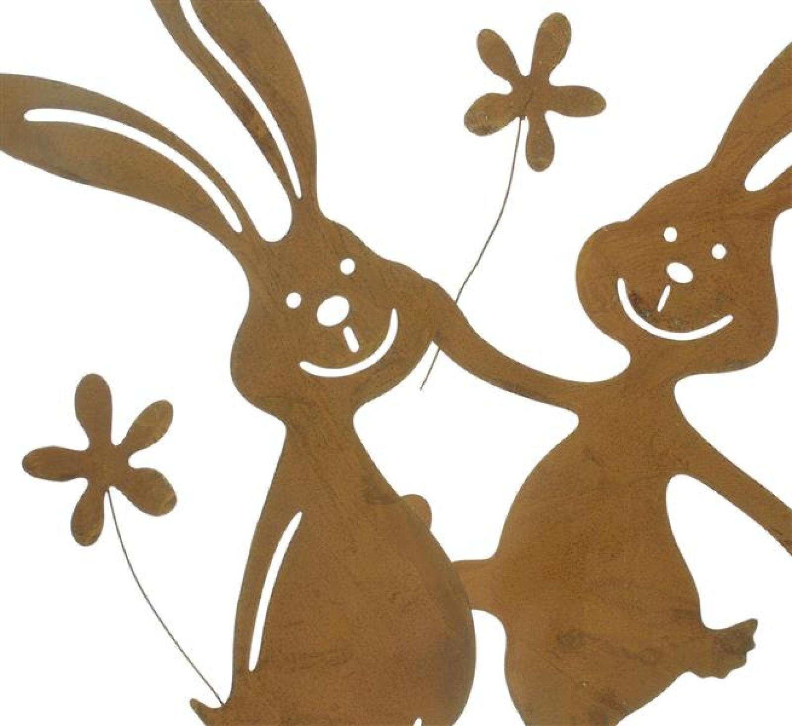 2x Hasenfigur "Rosthase" aus Metall mit Rost Finish, 37 + 38 cm groß, Osterdeko, Osterhase, Deko Figur, Osterfigur