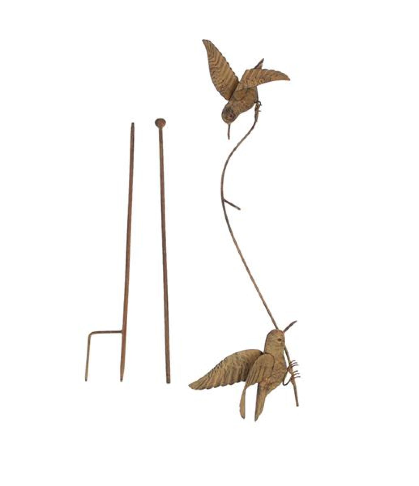 Gartenstecker "Vogelwippe" aus Metall mit Echt Rost Finish, 125 cm hoch, Dekostecker wetterfest, Outdoor Gartendeko für Draußen