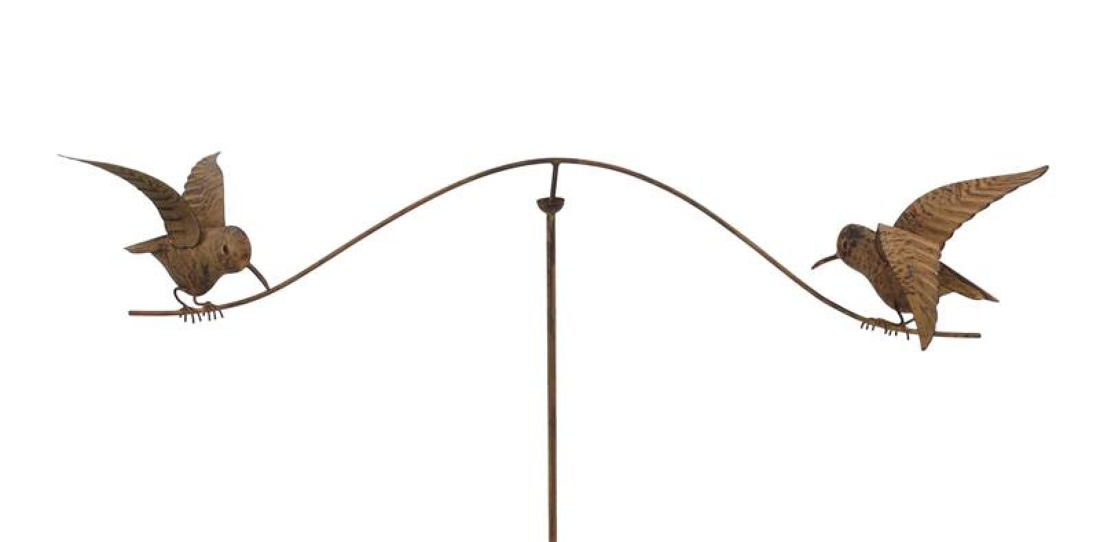 Gartenstecker "Vogelwippe" aus Metall mit Echt Rost Finish, 125 cm hoch, Dekostecker wetterfest, Outdoor Gartendeko für Draußen