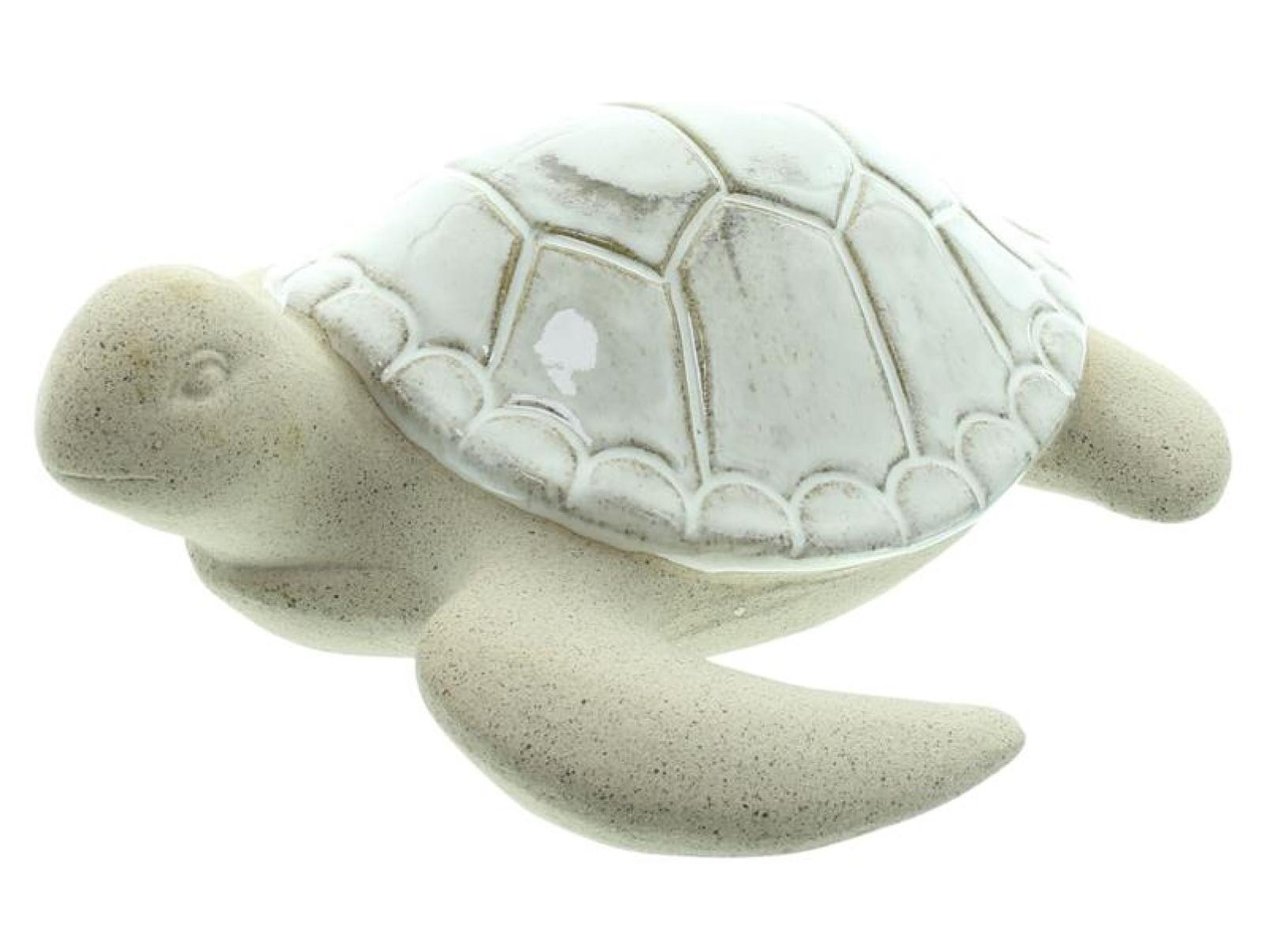 Dekofigur "Schildkröte" aus Porzellan, 22x21 cm, Turtle Figur, maritime Deko