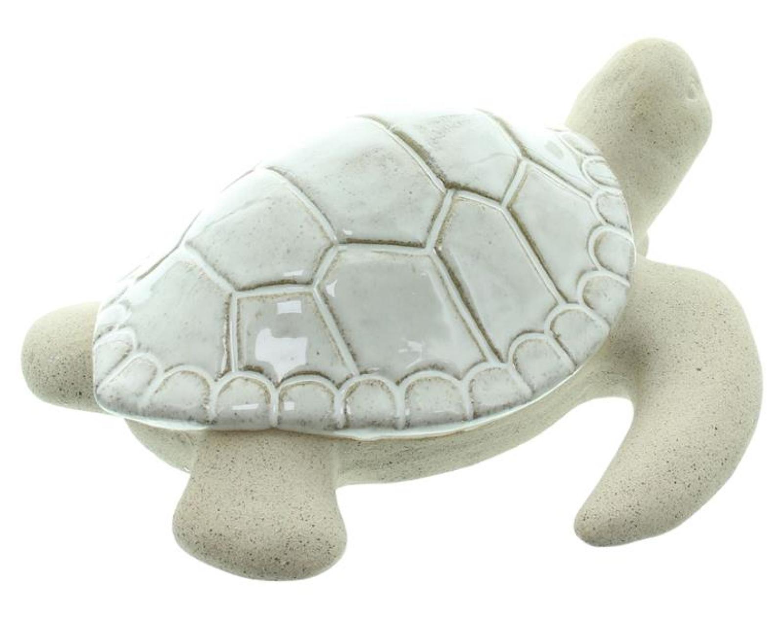 Dekofigur "Schildkröte" aus Porzellan, 22x21 cm, Turtle Figur, maritime Deko