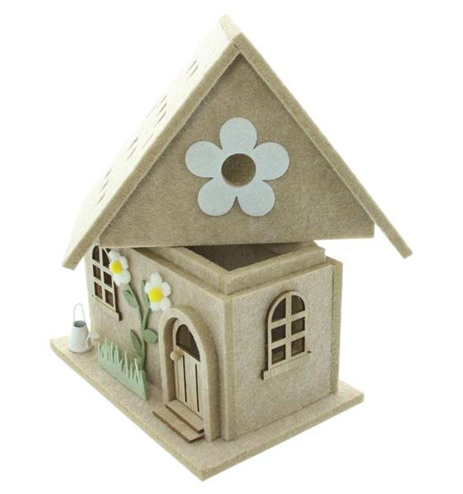 Dekofigur "Haus" aus Filz, beige, 24 cm hoch, Filzhaus, Dekohaus, Frühlingsdeko, Deko-Häuschen