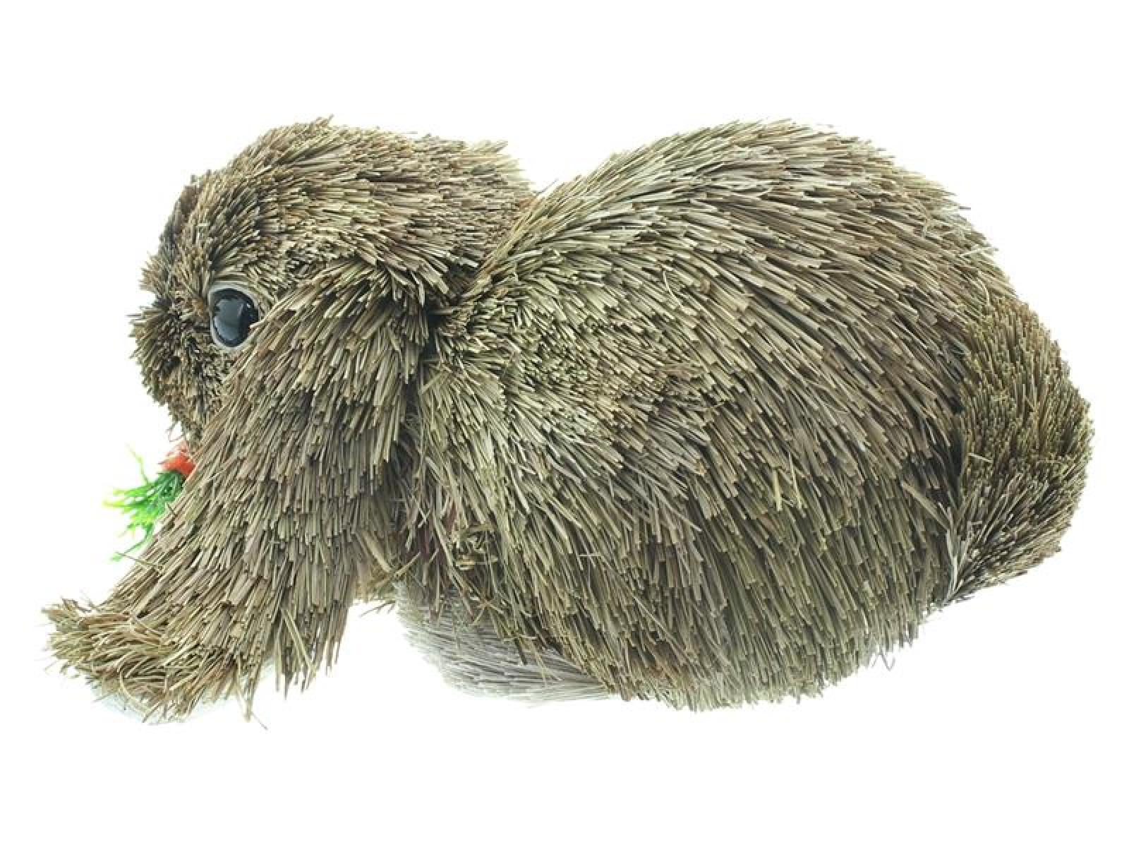 Osterhase "Mümmelhäschen" Hasenfigur aus Stroh, 18x17x9 cm, Osterdeko, Osterfigur, Dekofigur Hase