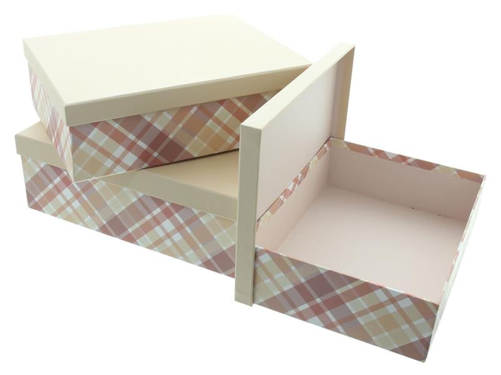 3x Aufbewahrungsbox mit Deckel "Kariert" Geschenkboxen-Set aus Papier, Fotobox, Geschenkkiste, Wohnzimmer Schlafzimmer Aufbewahrung