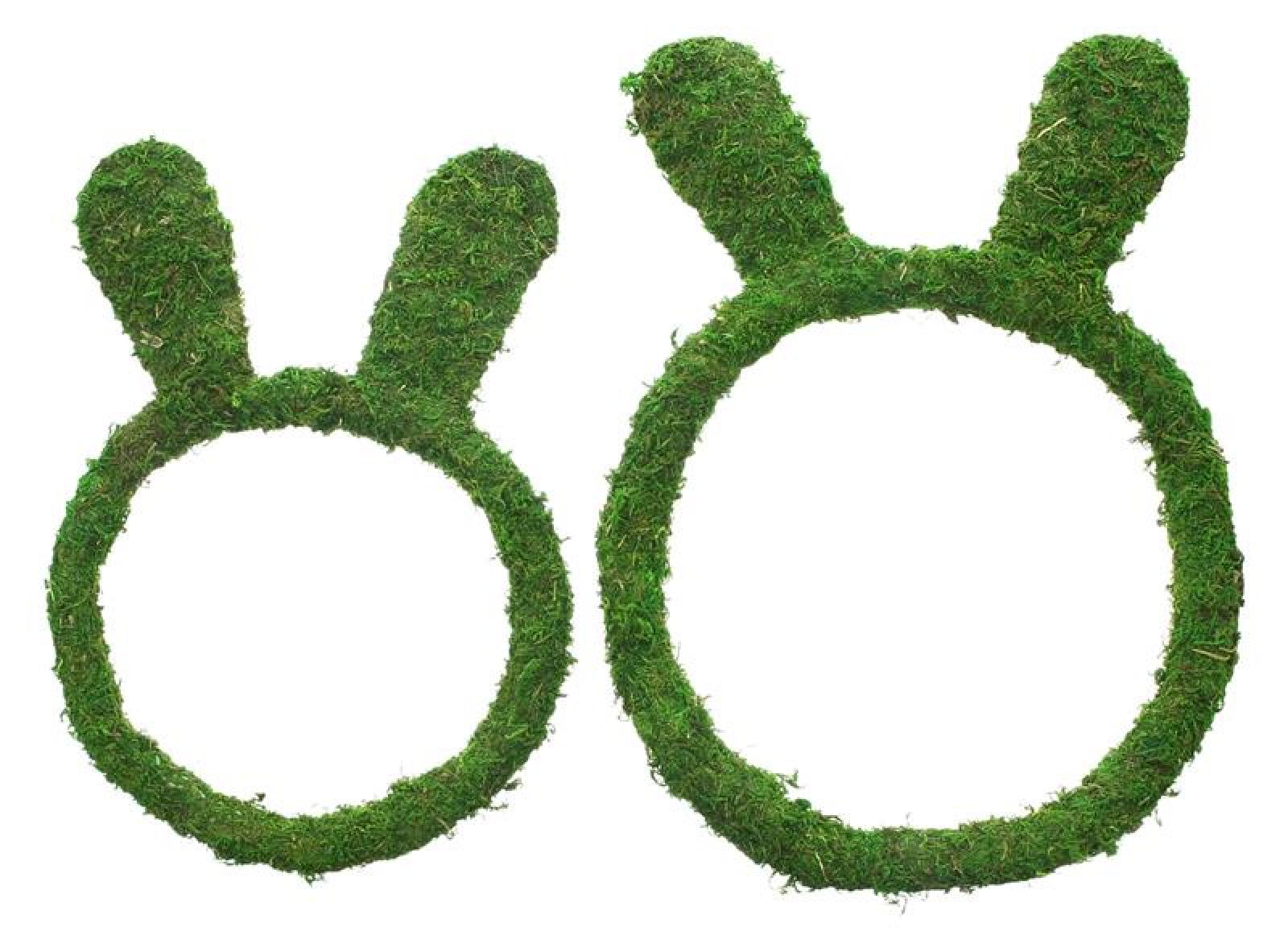 2x Dekoring "Hasenöhrchen" aus Stroh & Moos, Osterkranz 37 + 44 cm hoch, Wandkranz, Dekokranz, Mooskranz, Wanddeko, Türkranz