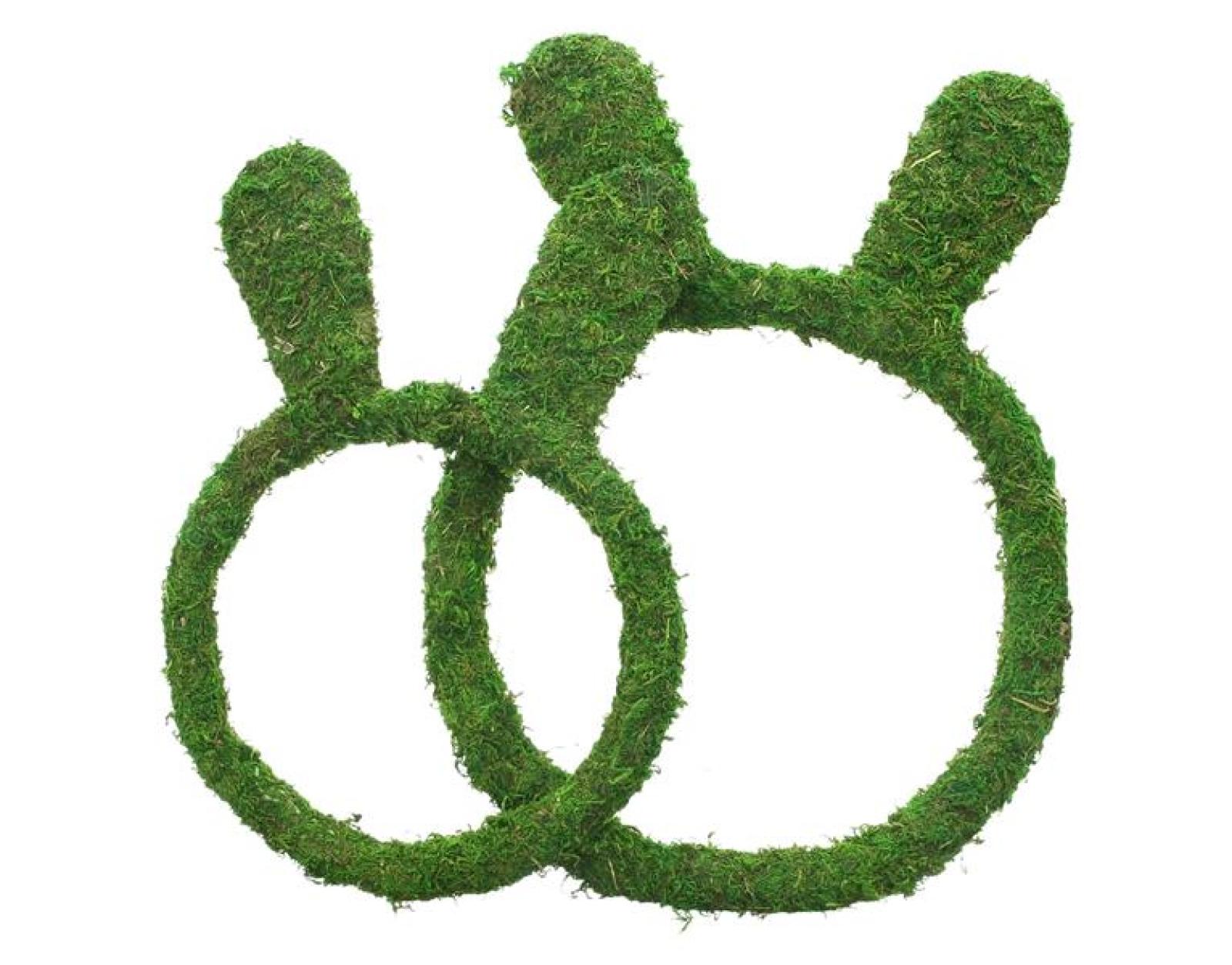 2x Dekoring "Hasenöhrchen" aus Stroh & Moos, Osterkranz 37 + 44 cm hoch, Wandkranz, Dekokranz, Mooskranz, Wanddeko, Türkranz