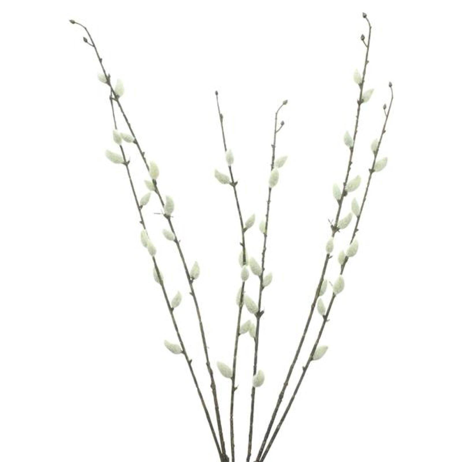 2x Dekozweig "Weidenkätzchen" 77 cm groß, Kunstblume in weiß, Kunstpflanze wie echt, Frühlingsstrauß künstlich