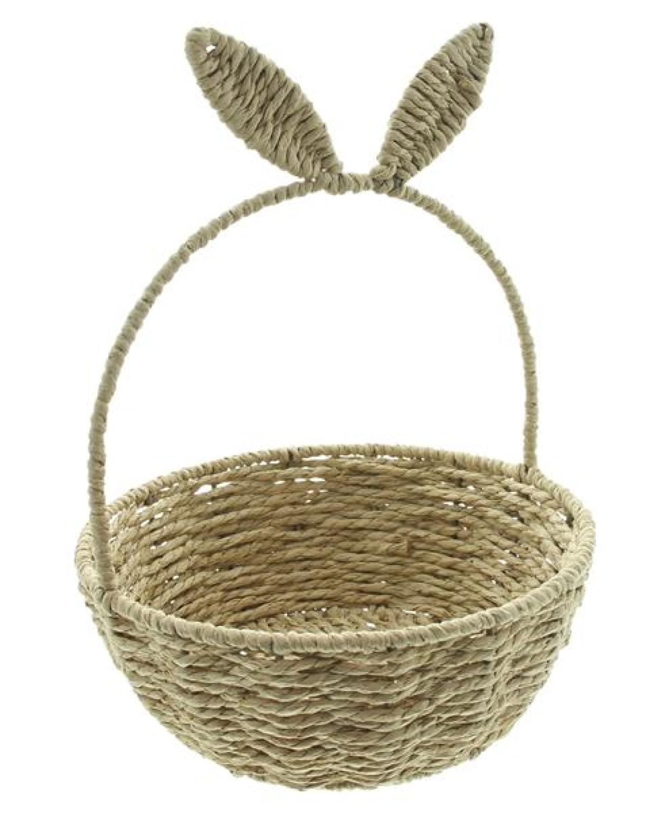 Osterkorb "Hasenöhrchen" Dekokorb zum befüllen, Flechtkorb aus Papierschnur geflochten, Ø 22 cm, Osternest