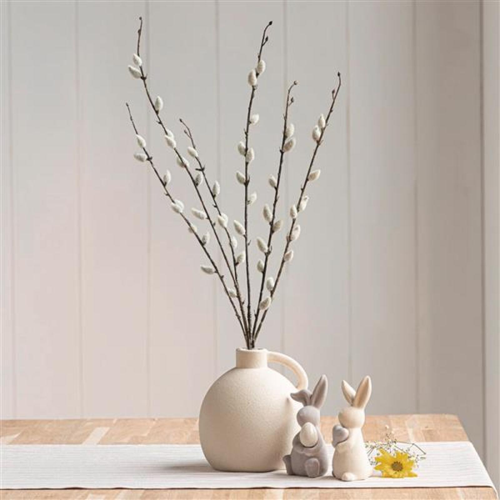 Dekovase "Krug" aus Porzellan, creme, kleine Blumenvase, Tischvase für Trockenblumen, Zweige & Äste, Vase