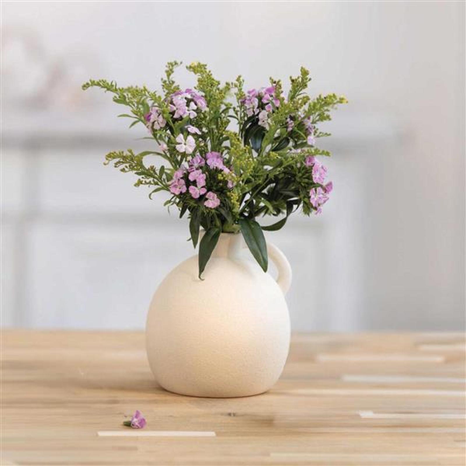 Dekovase "Krug" aus Porzellan, creme, kleine Blumenvase, Tischvase für Trockenblumen, Zweige & Äste, Vase