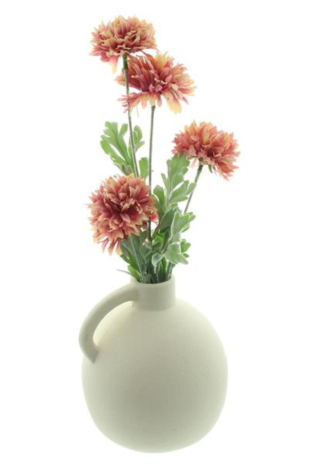 Dekovase "Krug" aus Porzellan, creme, kleine Blumenvase, Tischvase für Trockenblumen, Zweige & Äste, Vase