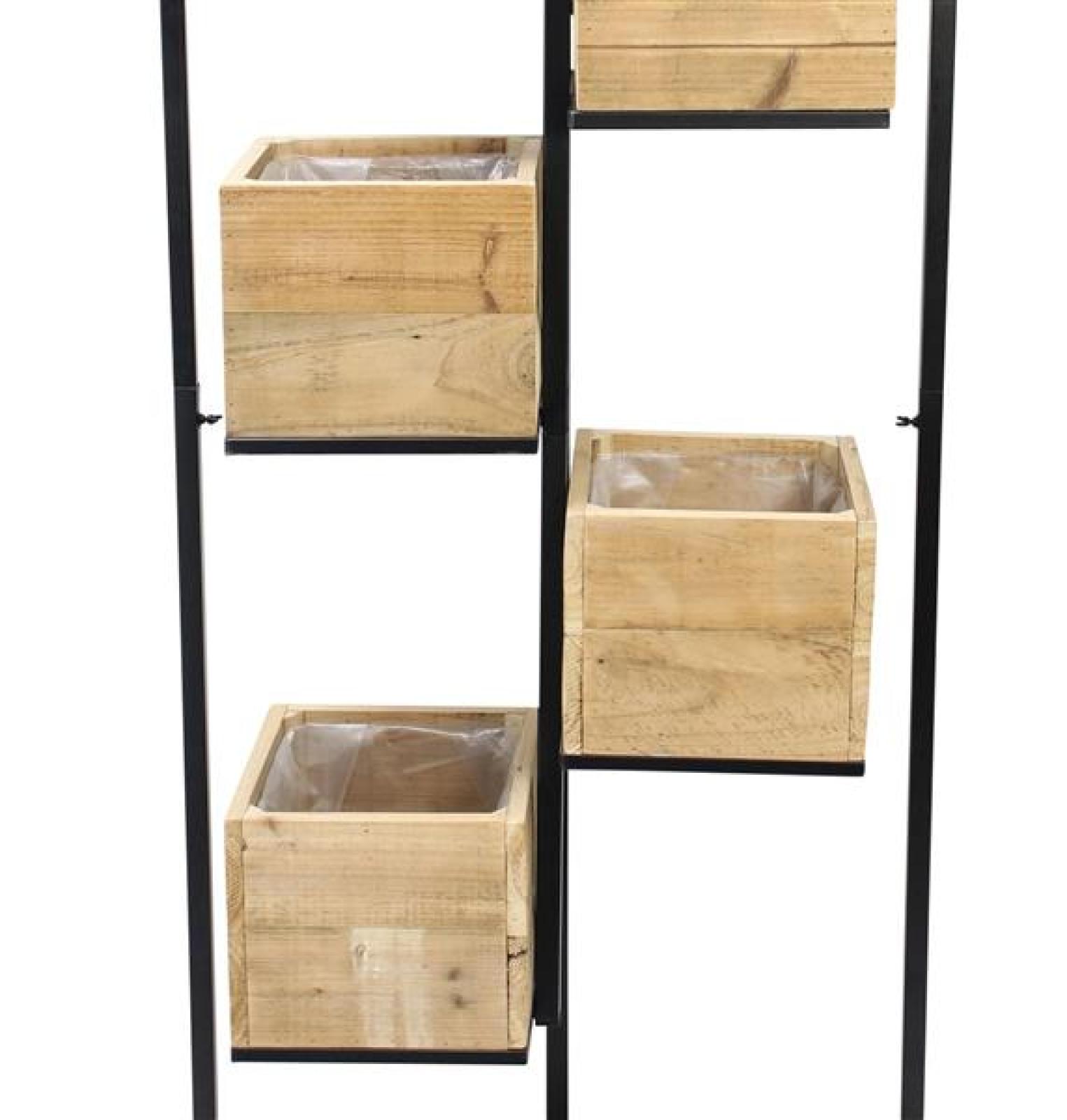 Blumenregal "Recycling Wood" Pflanzregal mit 6 Blumenkästen, 180 cm hoch, Pflanzkästen aus Holz