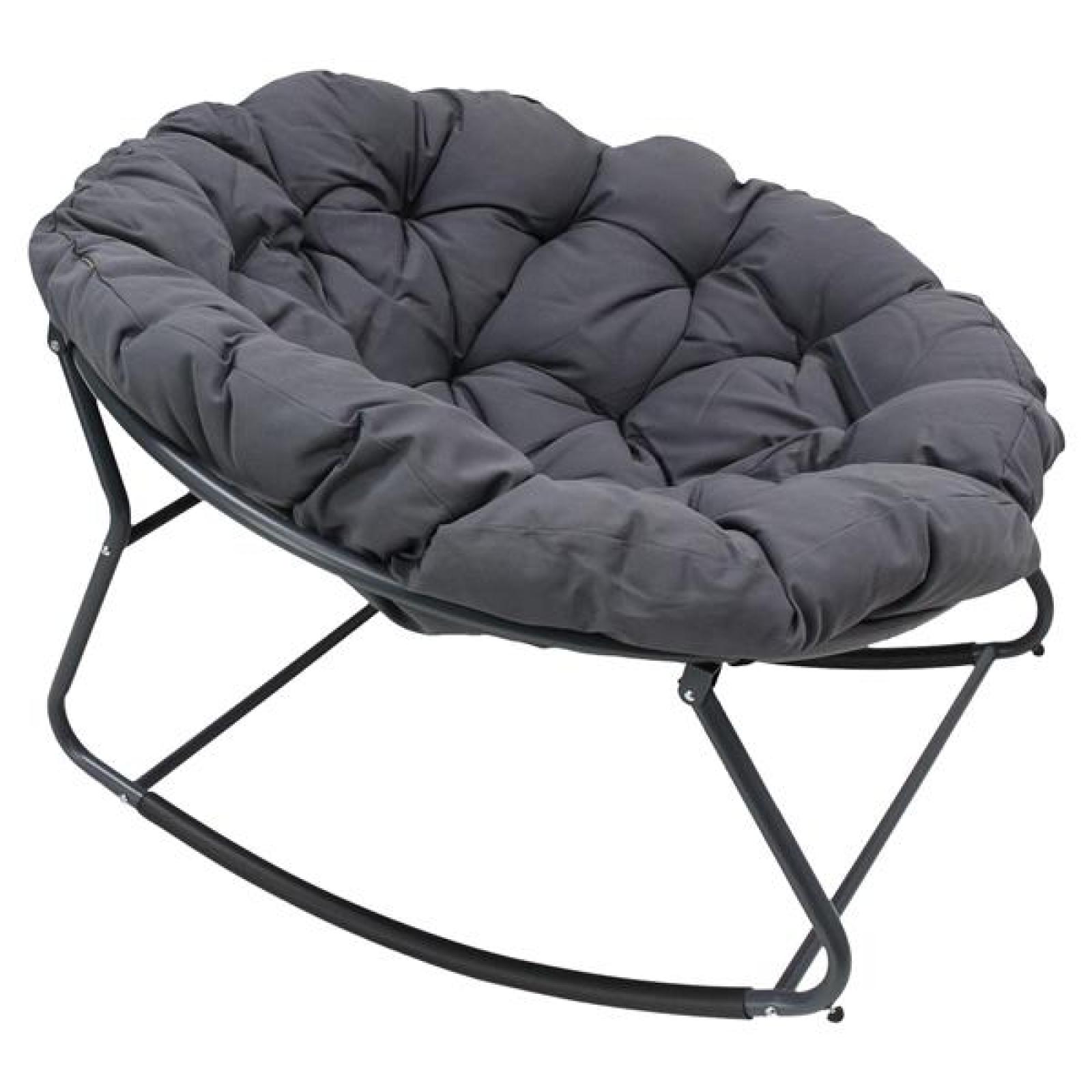 Schaukelsessel "Relax" In & Outdoor Relaxsessel, Schaukelstuhl mit Sitzkissen, Anthrazit grau, wetterfest für Garten, Balkon & Terrasse, Gartenstuhl