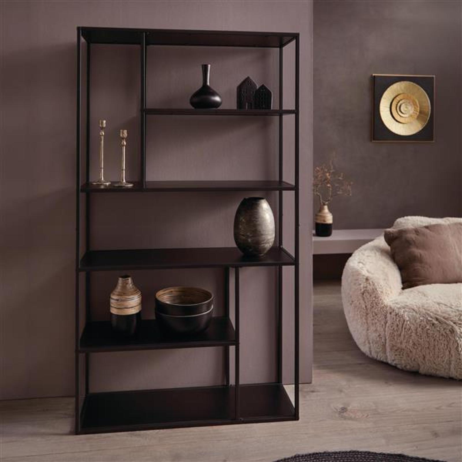 Regal "Classico" Bücherregal aus Metall, schwarz, Wohnzimmer Deko-Regal, Standregal, 6 Ebenen, 90 x 30 x 160 cm, Blumenrgal, Büroregal