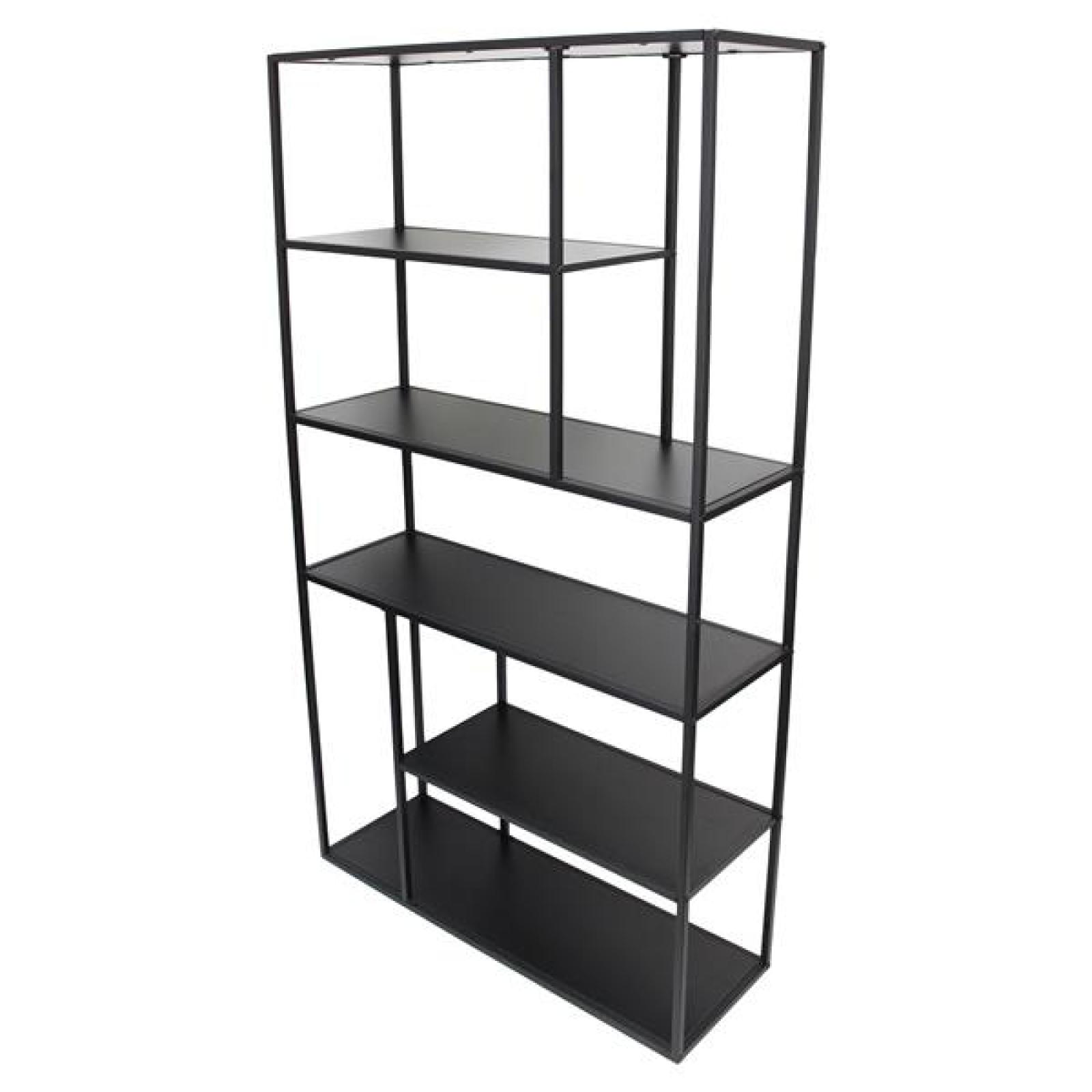 Regal "Classico" Bücherregal aus Metall, schwarz, Wohnzimmer Deko-Regal, Standregal, 6 Ebenen, 90 x 30 x 160 cm, Blumenrgal, Büroregal