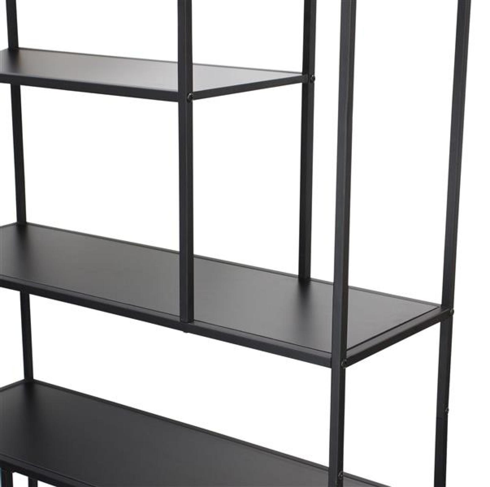 Regal "Classico" Bücherregal aus Metall, schwarz, Wohnzimmer Deko-Regal, Standregal, 6 Ebenen, 90 x 30 x 160 cm, Blumenrgal, Büroregal