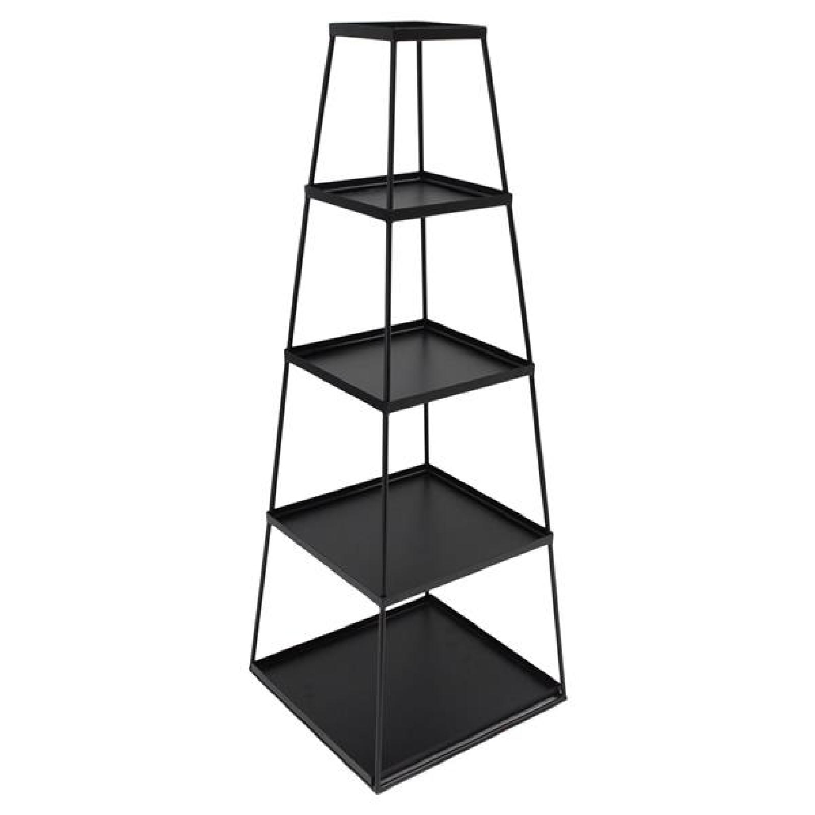 Steckregal "Industrial" aus Metall, schwarz, Pyramide mit 4 Ebenen, Metallregal, Standregal für Wohnzimmer, Schlafzimmer, Deko, Stufenregal