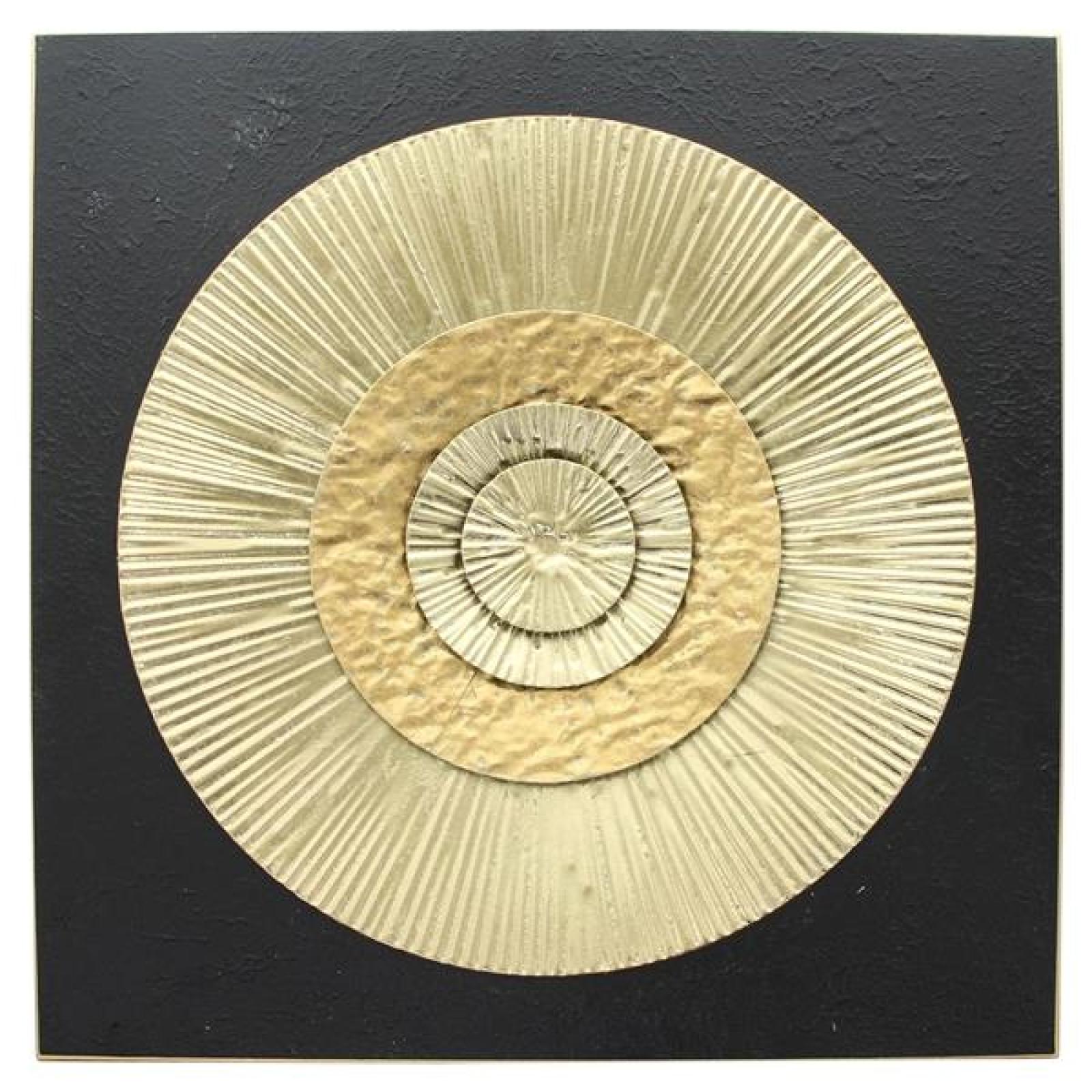 3D Wanddeko "Golden Circle" aus Metall, gold & schwarz, 56x56 cm, Metallbild, Wandbild, Wandschmuck