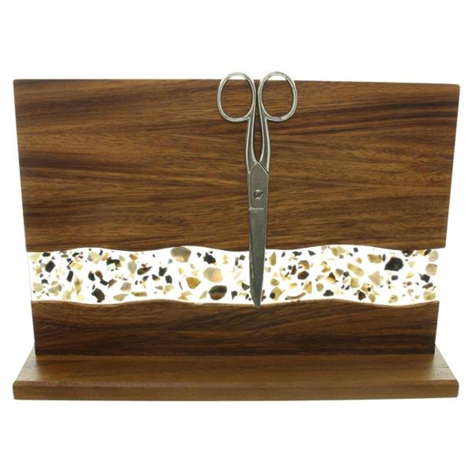 Messerblock magnetisch "Muscheln" Magnet-Messerhalter aus Holz (Akzazie), Epoxy & Muscheln, Magnetischer Messerblock ohne Messer