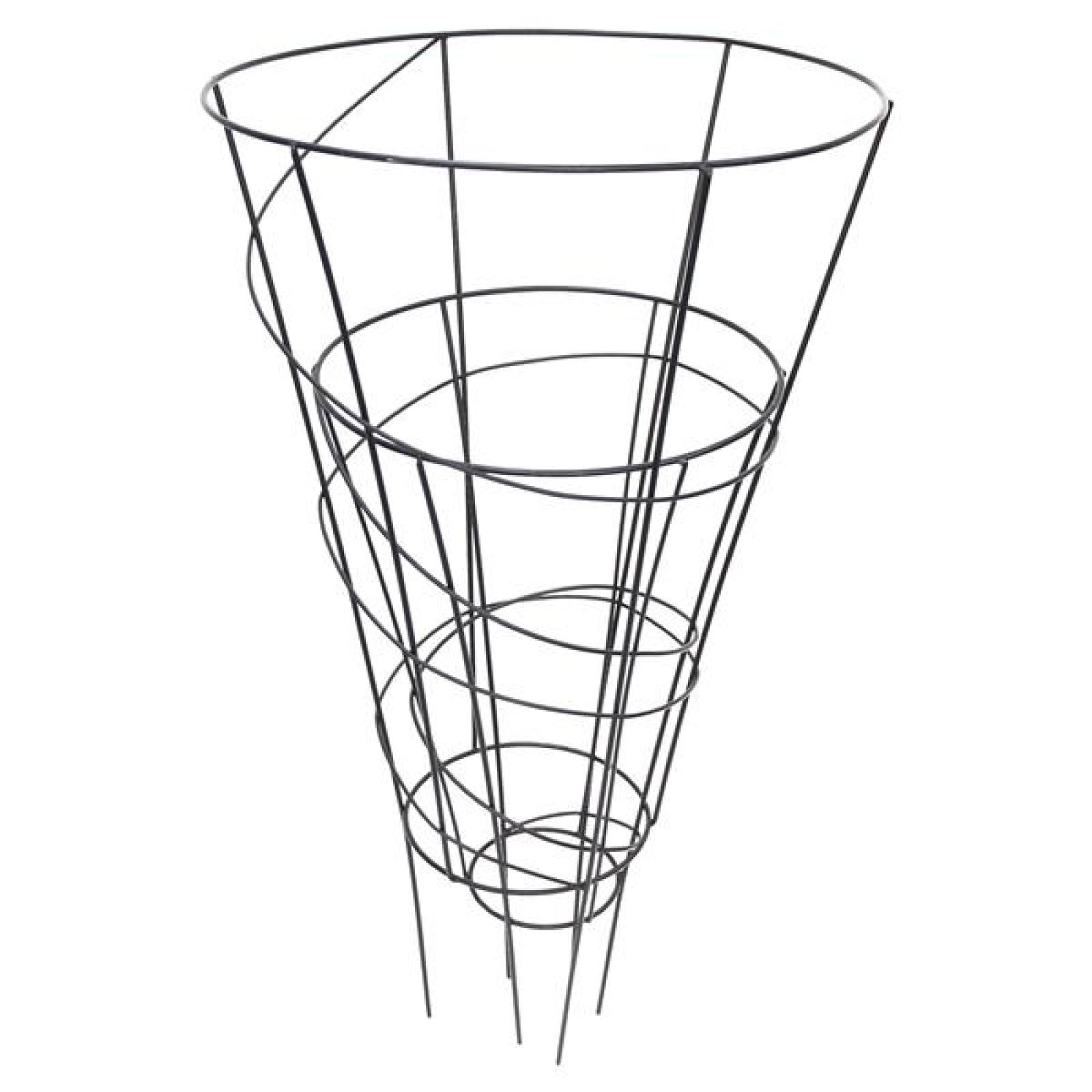 2x Staudenhalter "Trichter" Pflanzenstütze aus Metall, schwarz, rund, 63 + 80 cm hoch, Strauchstütze, Rankhilfe
