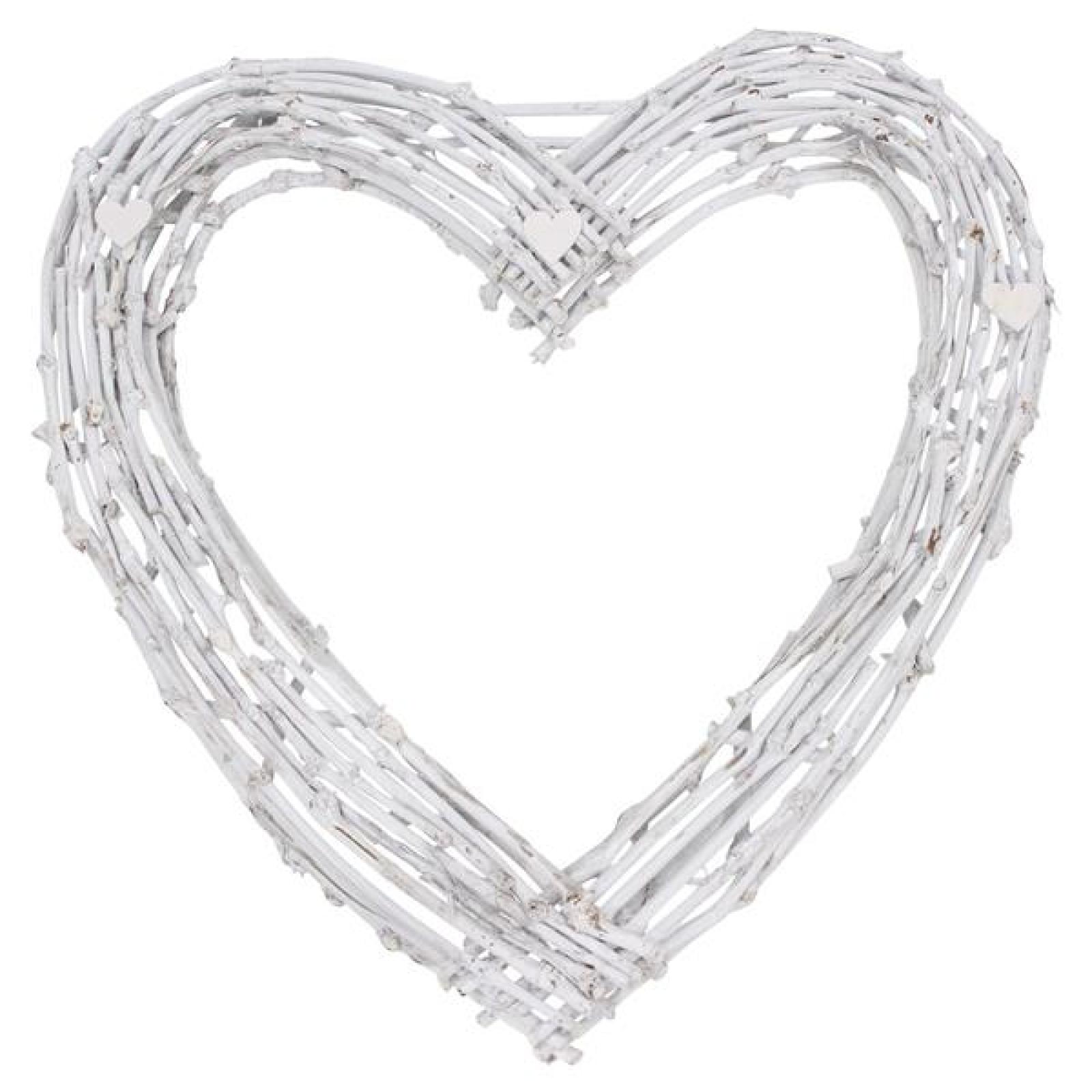großes Dekoherz "Romance" aus Rebenzweigen, weiß gekalkt, Ø 70 cm, Dekokranz, Türkranz, Wandkranz, Herzdeko
