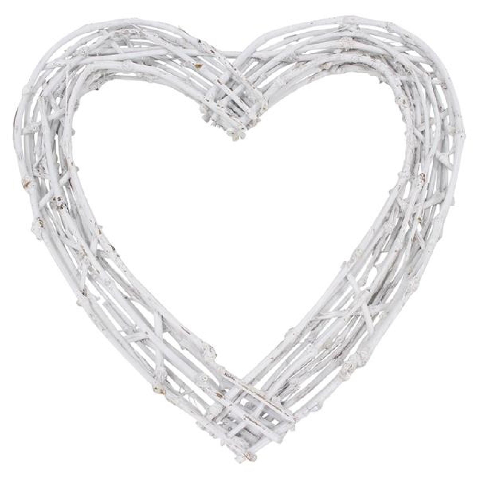 großes Dekoherz "Romance" aus Rebenzweigen, weiß gekalkt, Ø 70 cm, Dekokranz, Türkranz, Wandkranz, Herzdeko