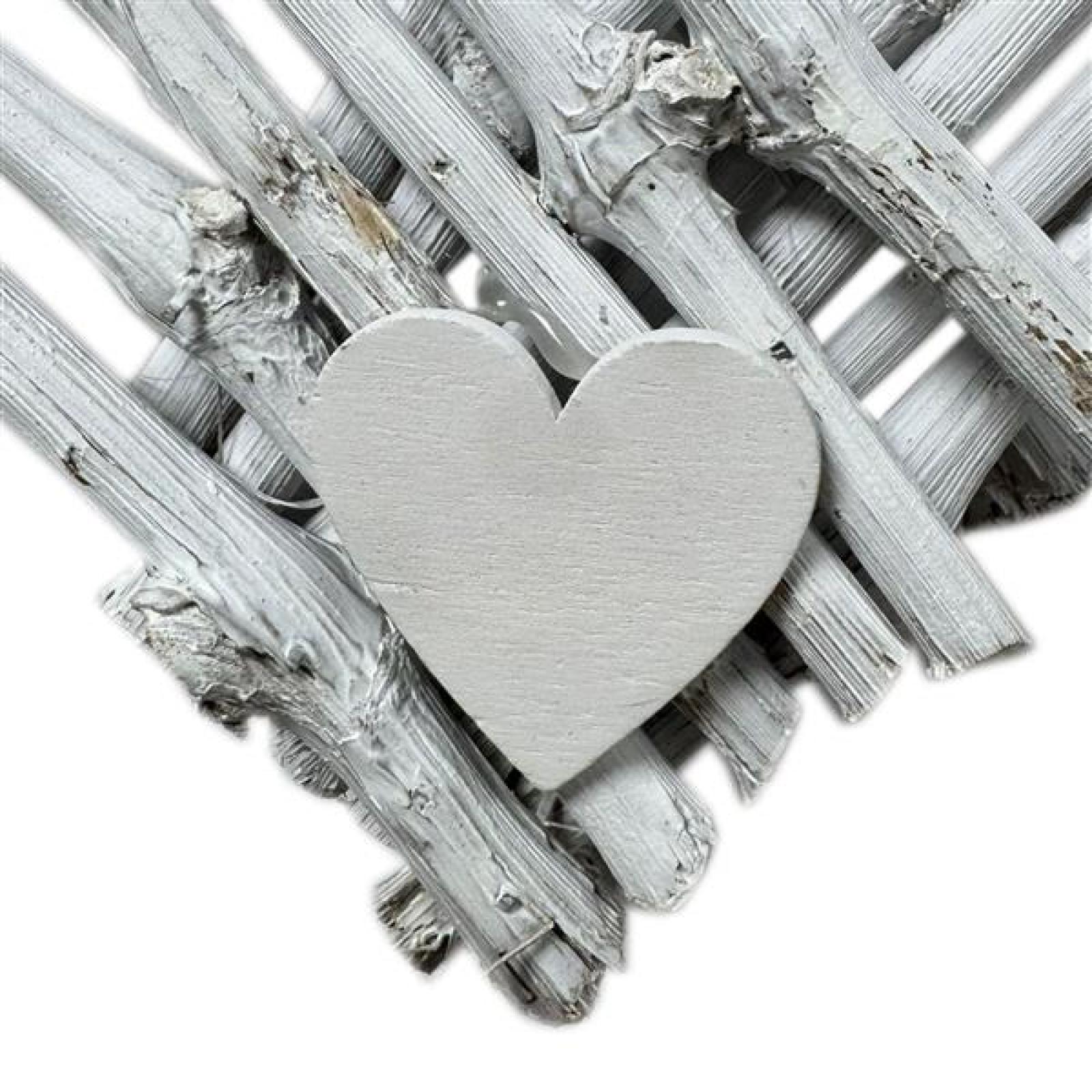 großes Dekoherz "Romance" aus Rebenzweigen, weiß gekalkt, Ø 70 cm, Dekokranz, Türkranz, Wandkranz, Herzdeko