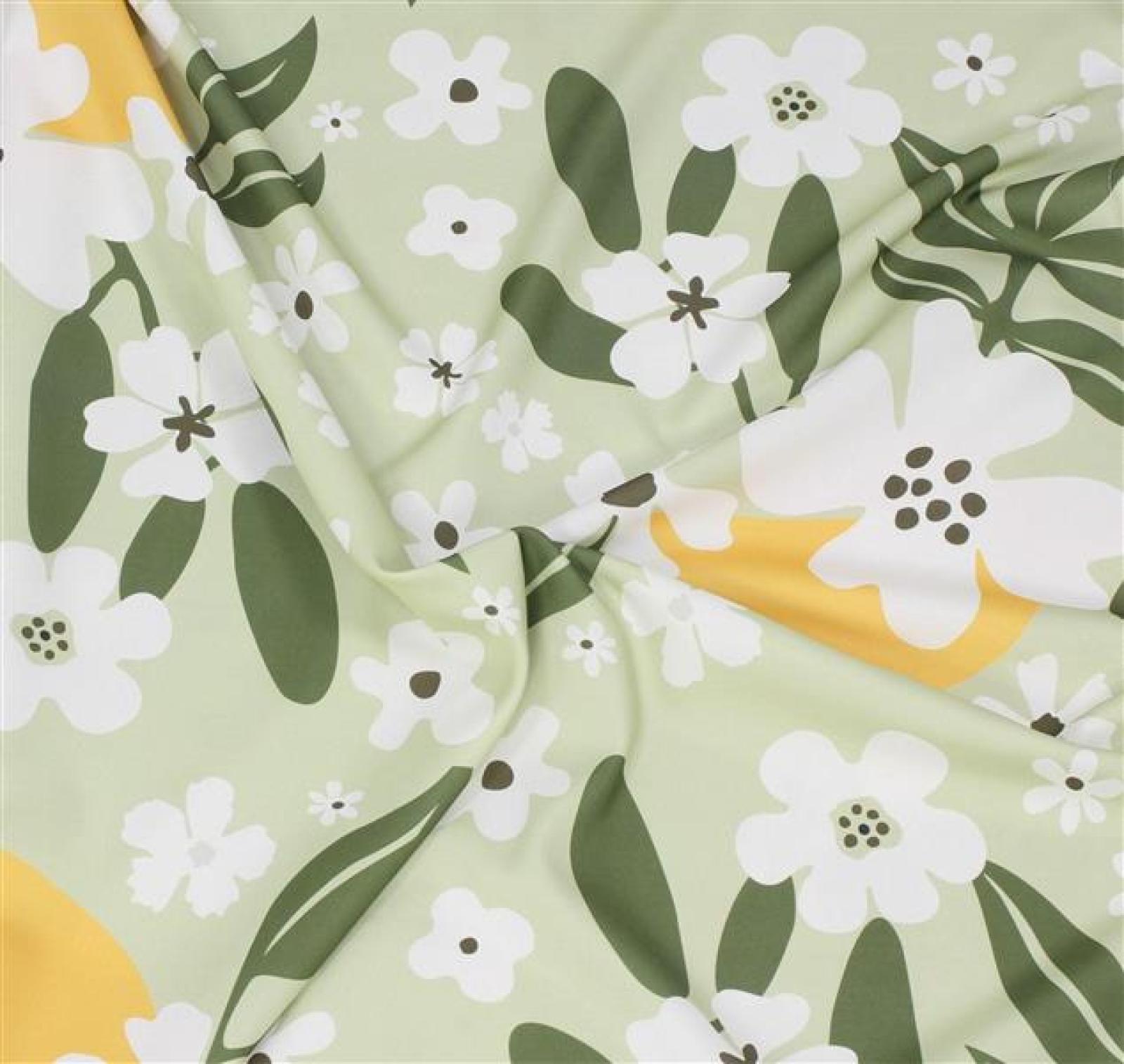 Tischdecke Outdoor "Frühling" 150x250 cm, grün, Blumen & Blätter Motiv, Gartentischdecke wetterfest & schmutzabweisend