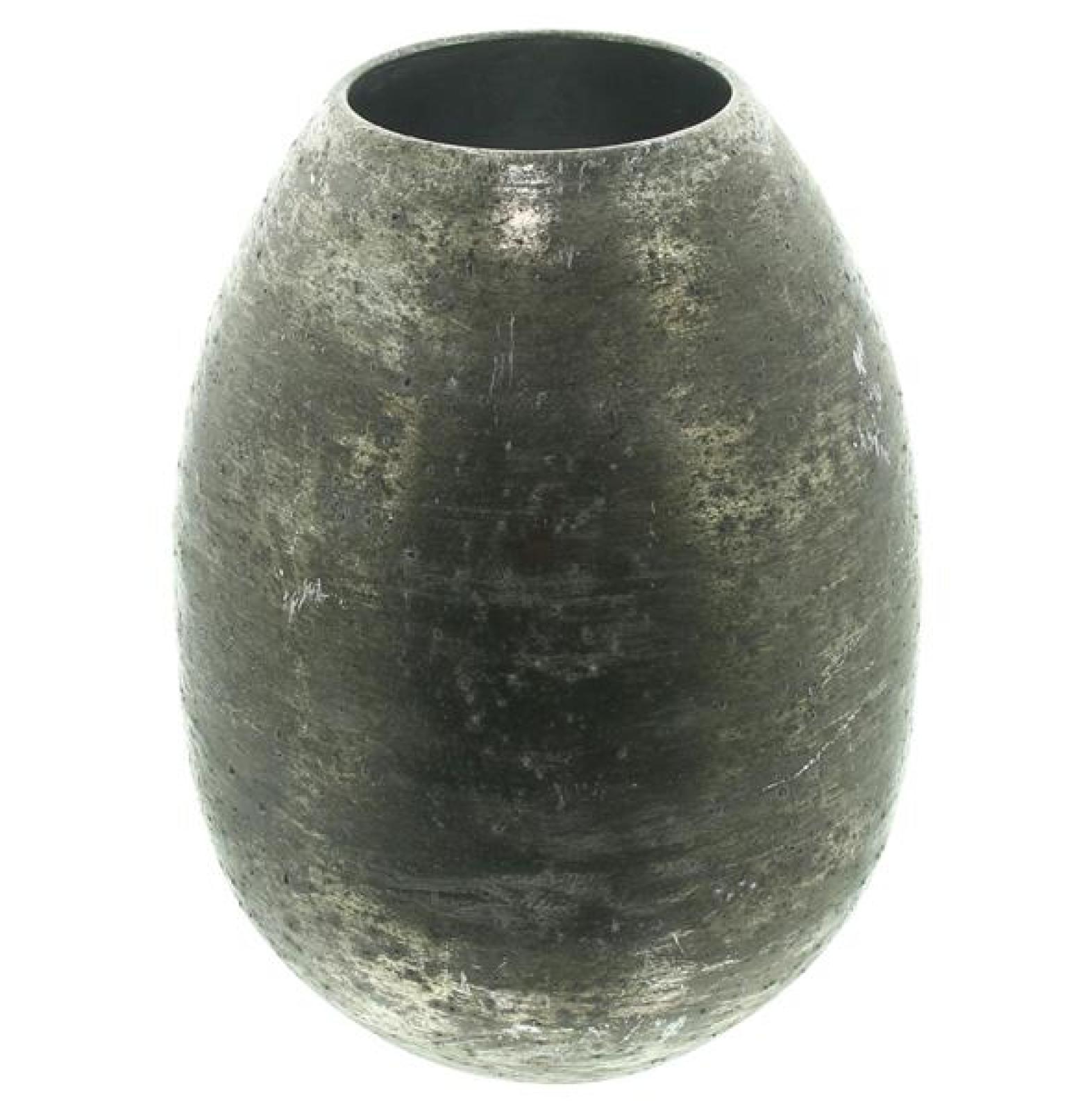 Dekovase "Antik" aus Metall, grau / gold, Blumenvase 24 cm hoch, Tischvase für Trockenblumen, Zweige & Äste, Vase