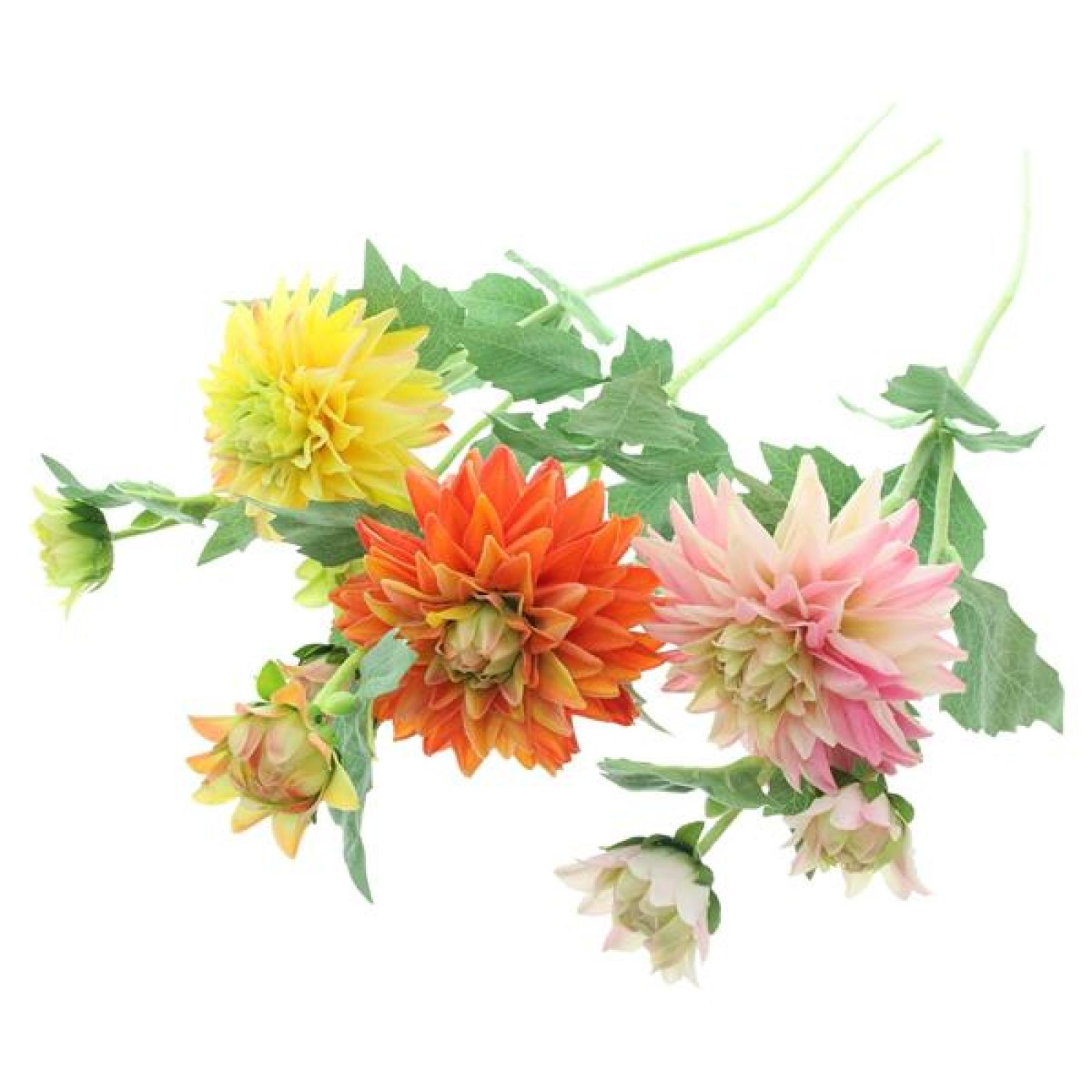 3x Kunstblume "Dahlie" 61 cm hoch, wie echt, Real Touch Effekt, Kunstblüten, künstliche Blumen mit Stiel, Blüten & Knospen