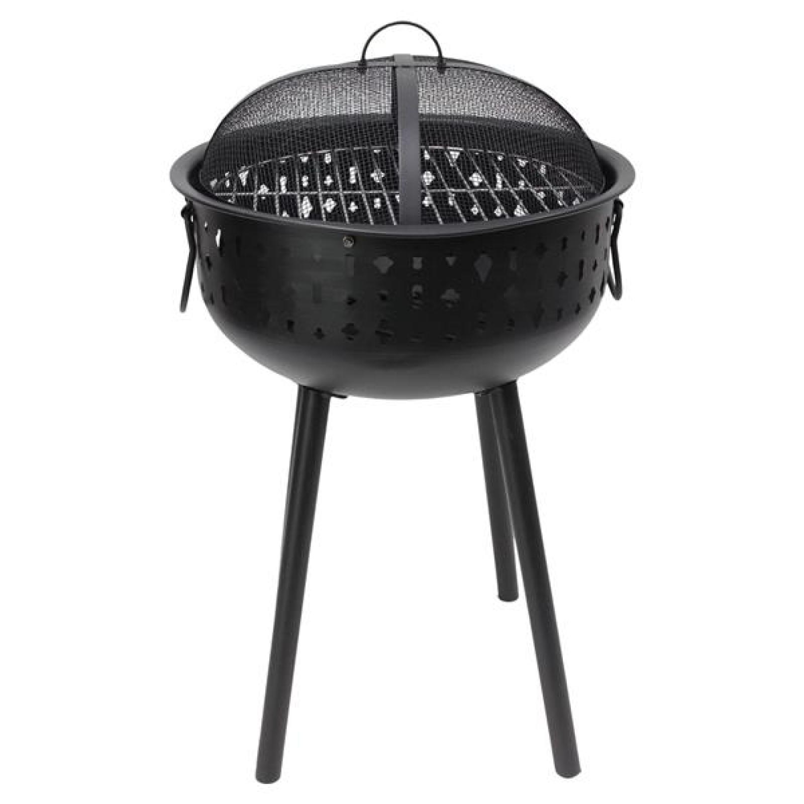 Grill "Black" aus Metall, schwarz, Holzkohlegrill tragbar, Kohlegrill mit Edelstahl-Grillrost & abnehmbarer Haube