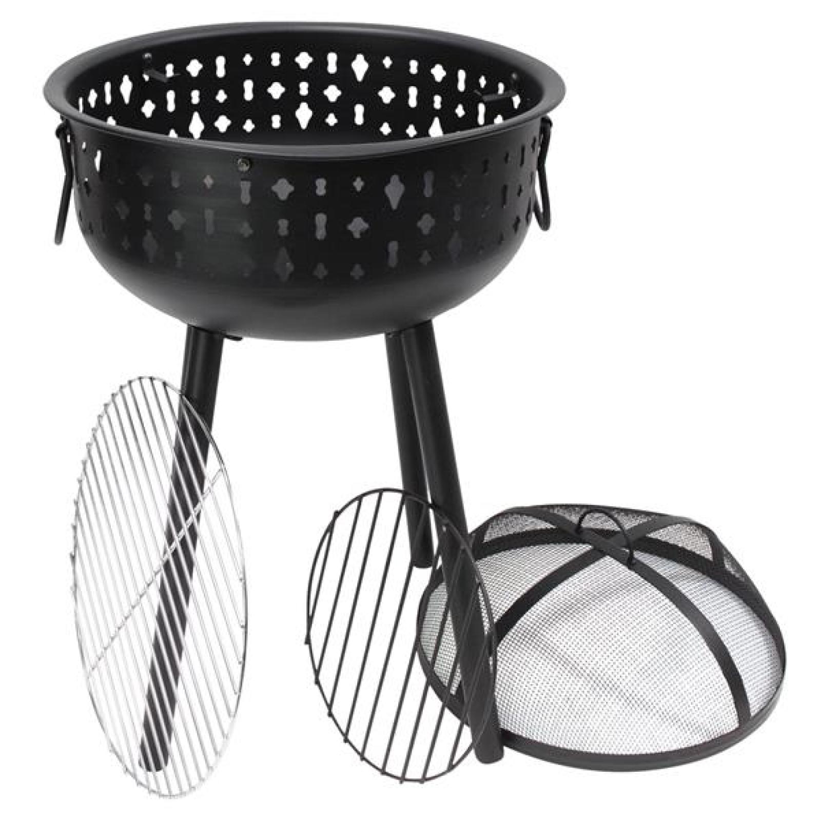Grill "Black" aus Metall, schwarz, Holzkohlegrill tragbar, Kohlegrill mit Edelstahl-Grillrost & abnehmbarer Haube