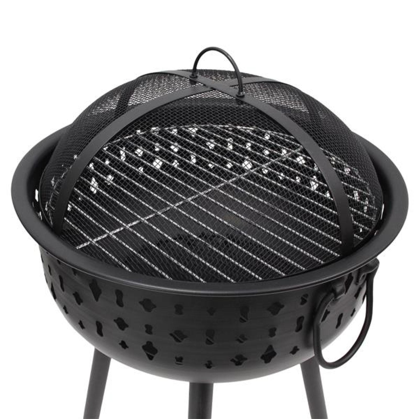 Grill "Black" aus Metall, schwarz, Holzkohlegrill tragbar, Kohlegrill mit Edelstahl-Grillrost & abnehmbarer Haube