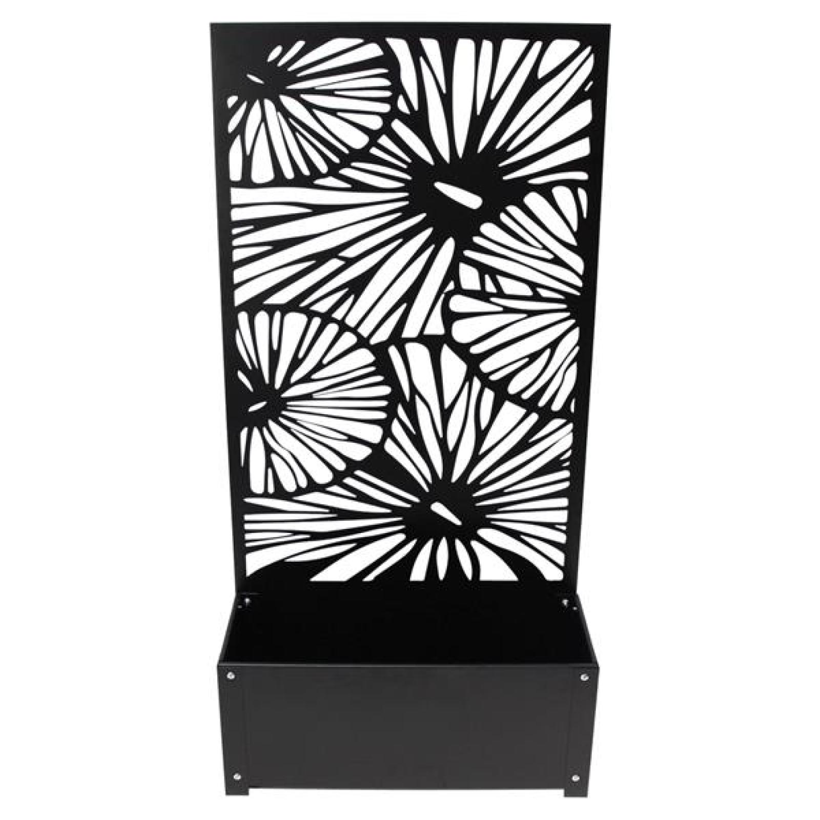 Pflanzkasten mit Rankgitter aus Metall, schwarz, 60x24x24 cm, mit Rankhilfe 122 cm hoch, Blumenkasten mit Spalier, Hochbeet mit Sichtschutz