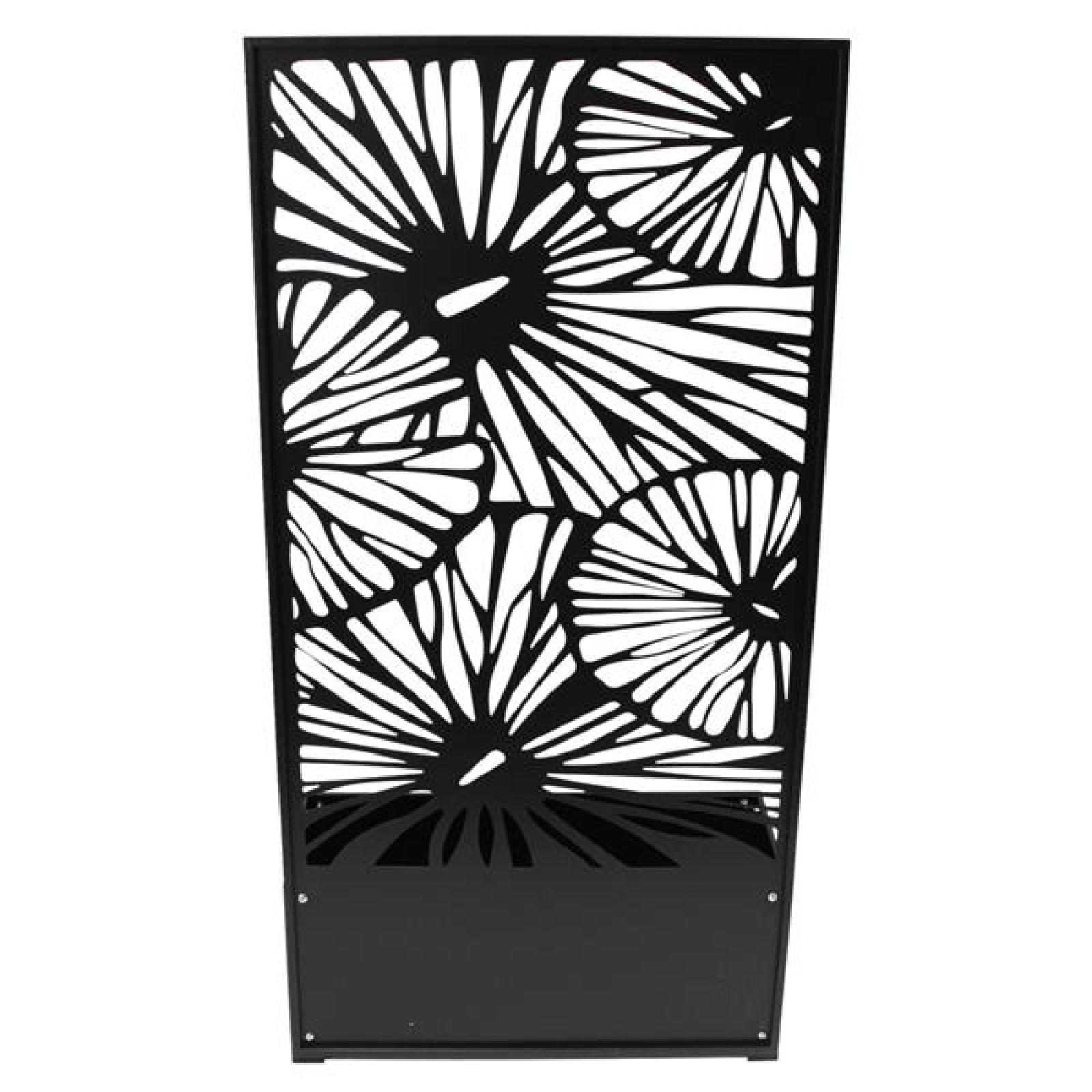 Pflanzkasten mit Rankgitter aus Metall, schwarz, 60x24x24 cm, mit Rankhilfe 122 cm hoch, Blumenkasten mit Spalier, Hochbeet mit Sichtschutz