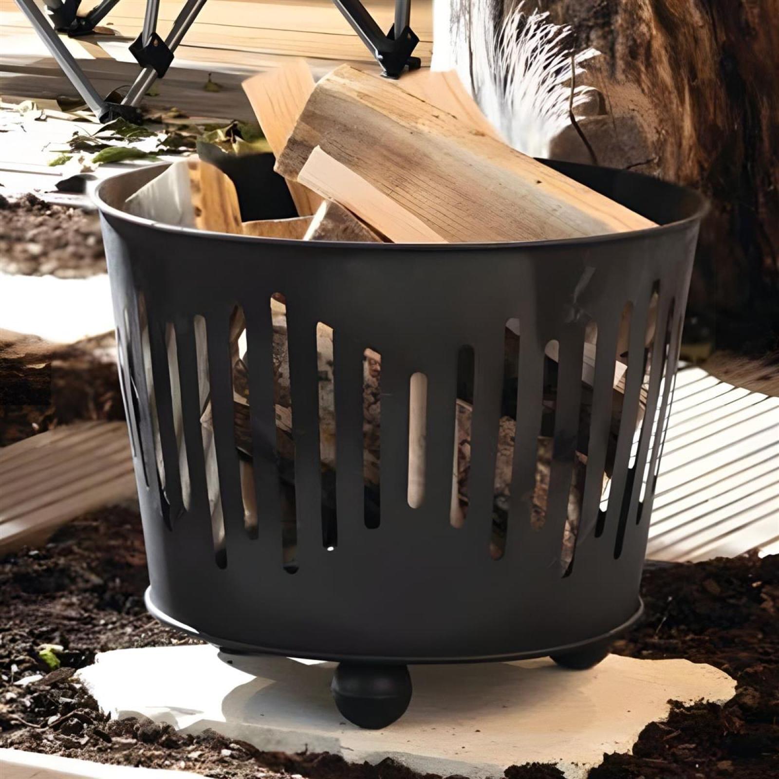 Feuerkorb "Black" aus Metall, matt-schwarz lackiert, rund Ø 39 x 32 cm, Feuerschale für Garten & Terrasse