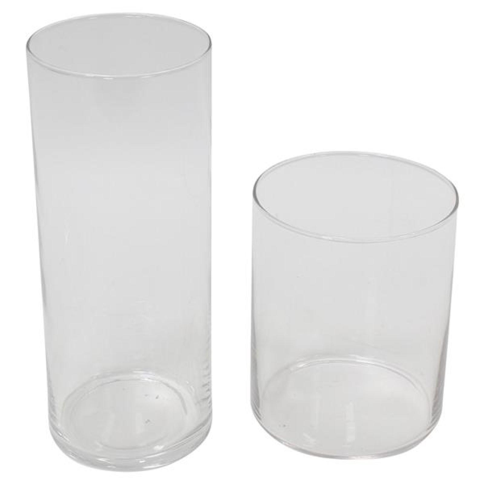 2x Dekovase "Puro" aus Glas, klar, Blumenvase 15 + 25 cm hoch, Glasvase, Tischvase, Vasen-Set