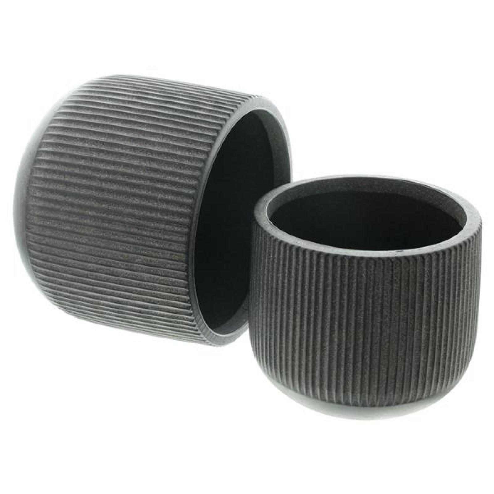 2x Übertopf "Rillen" aus Kunststoff, schwarz, Blumentopf rund, Ø 13 + 17 cm, Indoor & Outdoor Blumenkübel, Pflanzentopf